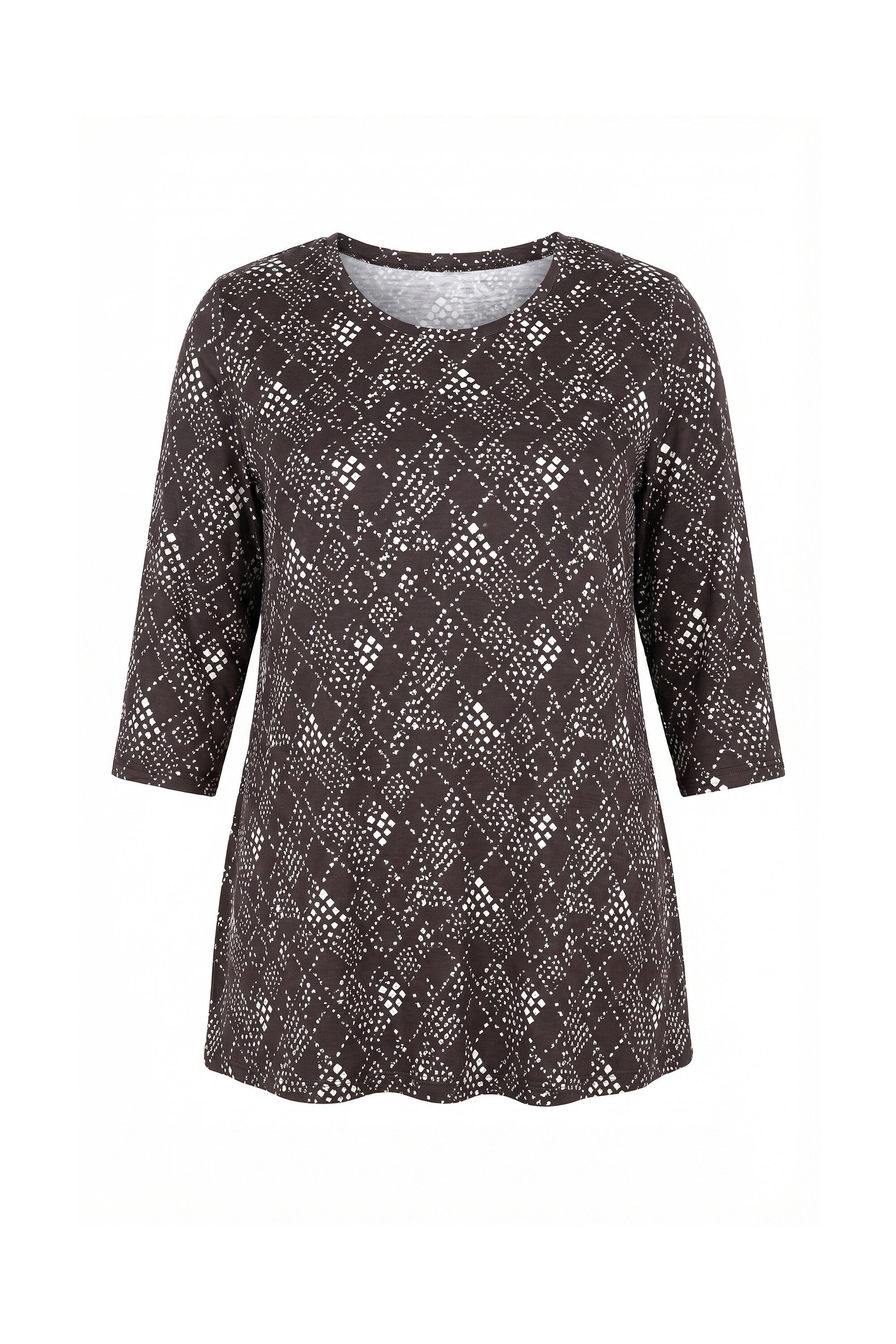 Ulla Popken Longshirt Longshirt grafischer Druck Rundhals 3/4-Arm