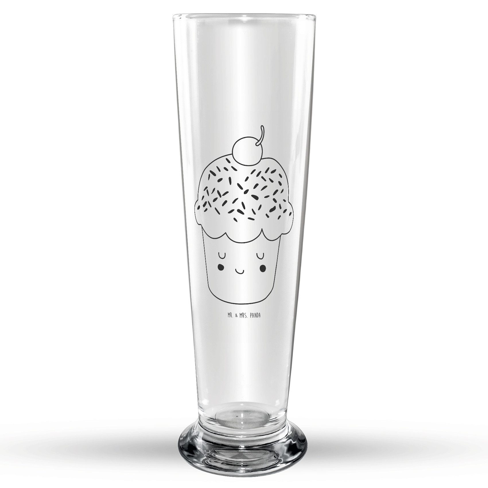 Mr. & Mrs. Panda Bierglas Cupcake - Transparent - Geschenk, lustige Sprüche, Bier Krug, Tiere, Premium Glas, Einzigartiges Design