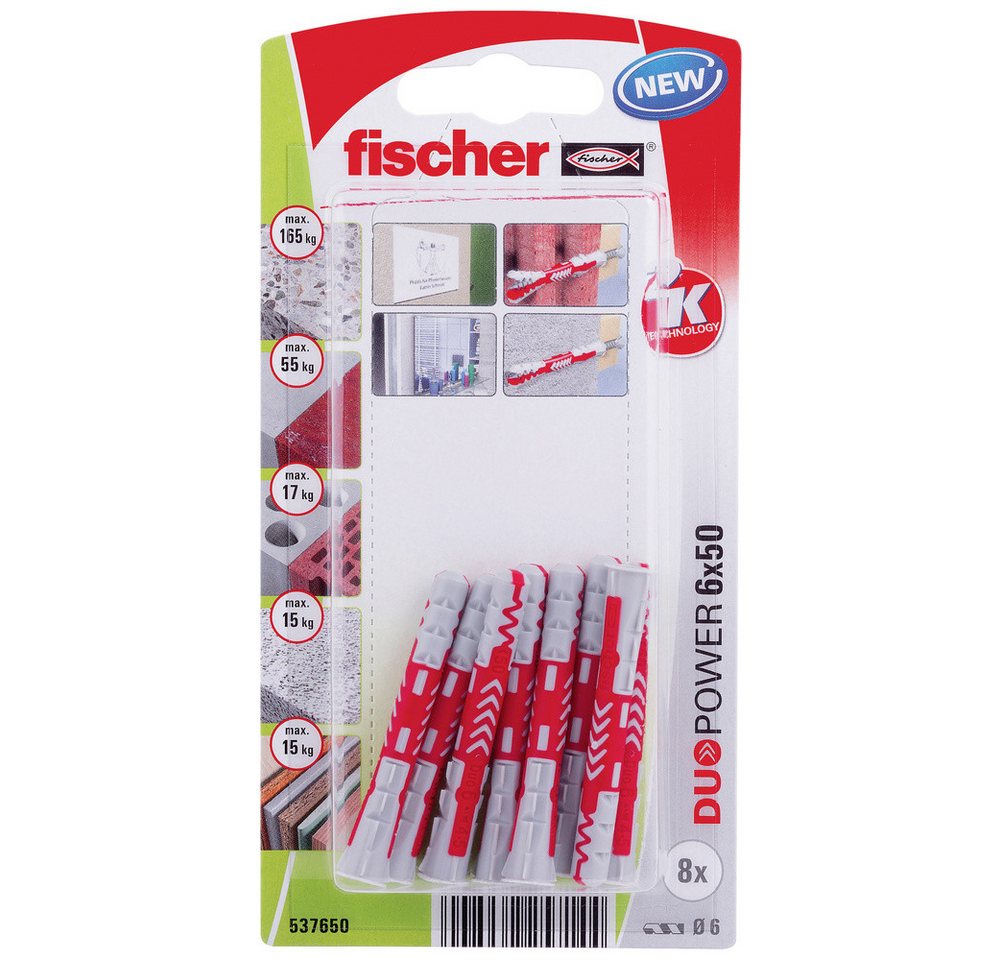Thumbnail - Fischer Dübel-Set Fischer 537650 DuoPower 6 x 50 K NV Dübel 50 mm 6 mm 1 Set
