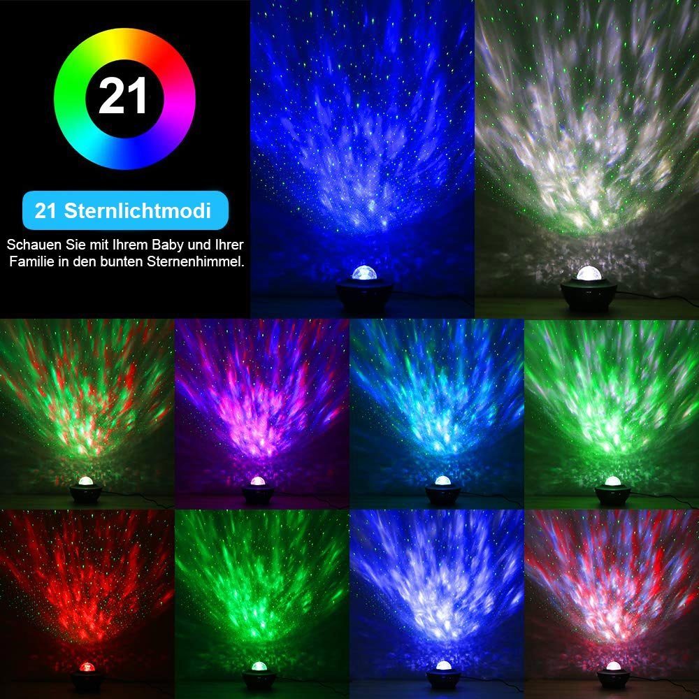 MUPOO LED Nachtlicht Sternenhimmel Schwarz-21 Lampe Projektion Farben Kinder Zimmer für - Projektor LED Dekoration