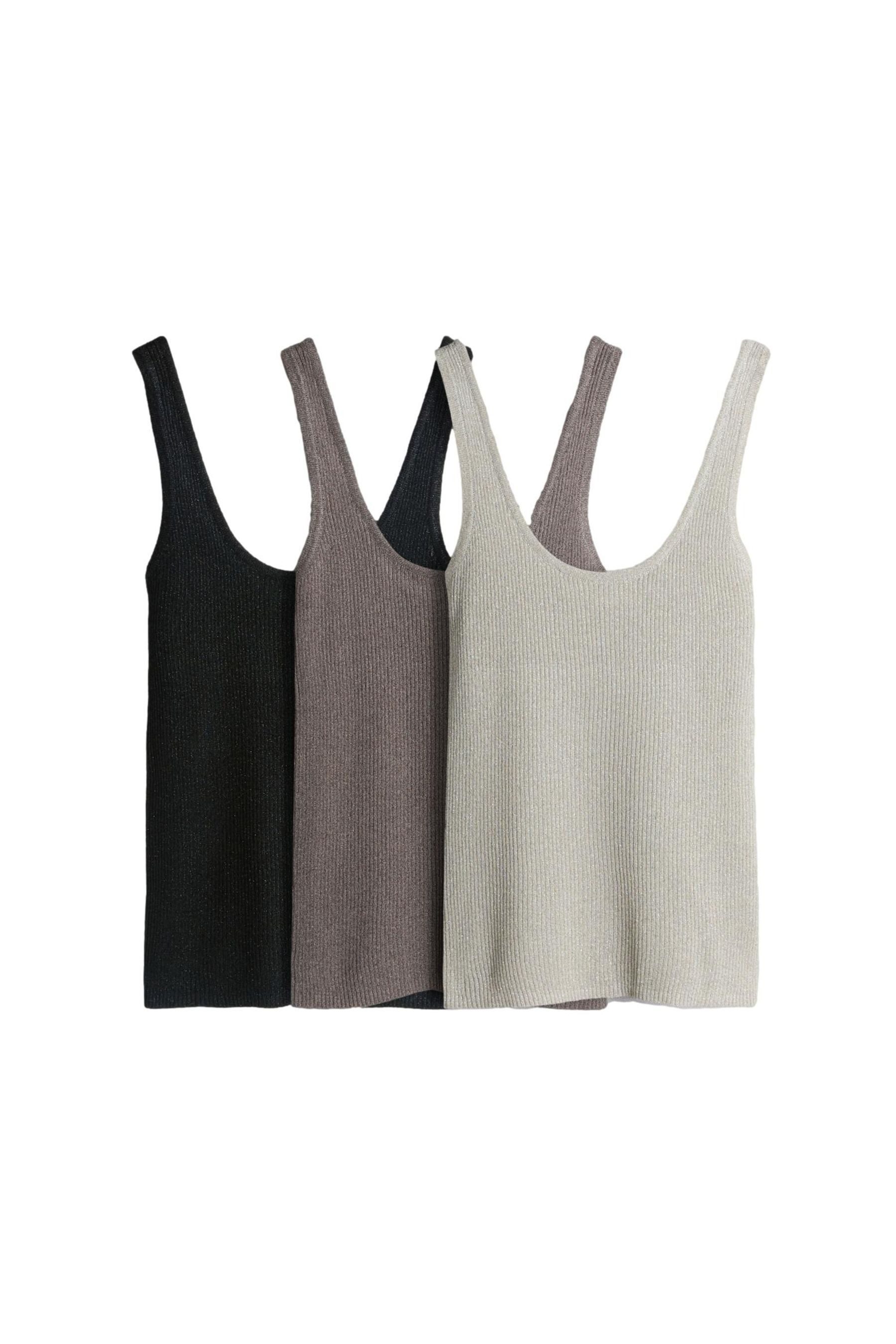 The Set Stricktop The Set glitzernde Strick-Trägertops, 3er-Pack (3-tlg)