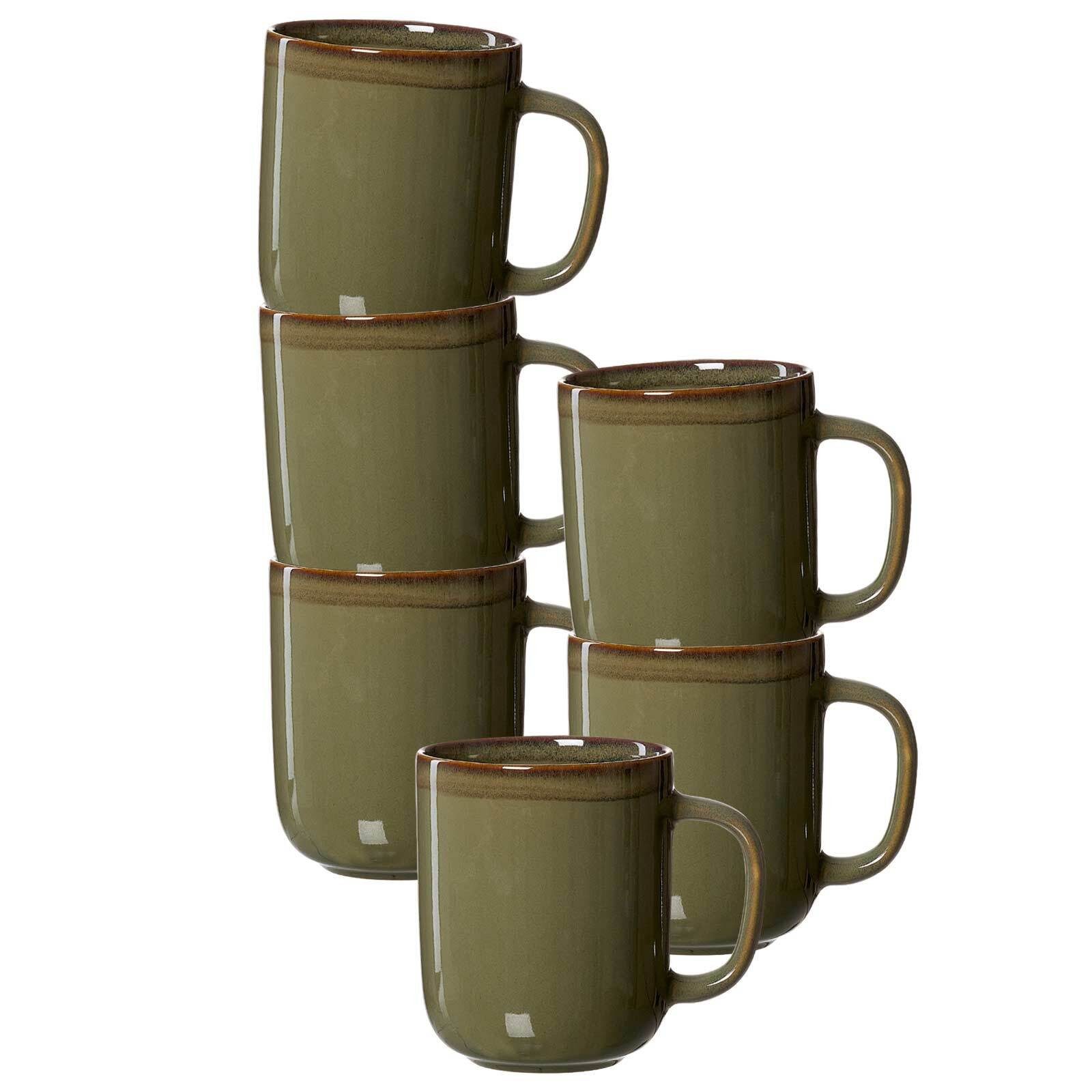 Ritzenhoff & Breker Becher Malaga Henkelbecher 380 ml 6er Set, 6-tlg., Steinzeug