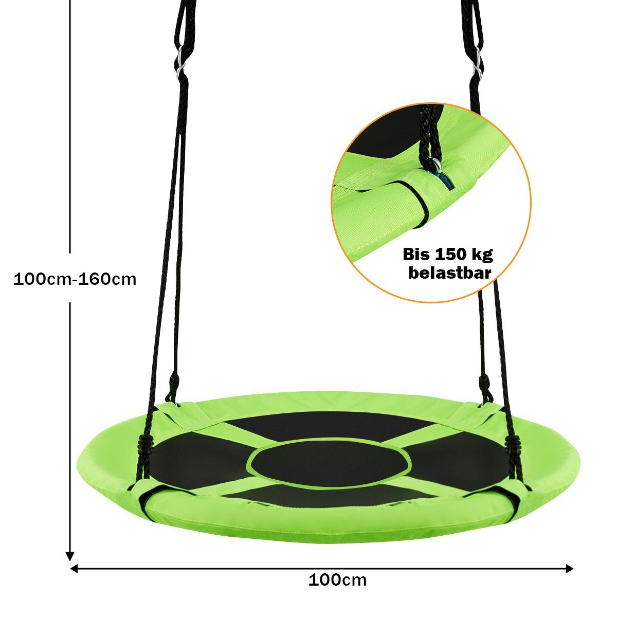 COSTWAY Nestschaukel Tellerschaukel Hängeschaukel, φ 100cm, günstig online kaufen