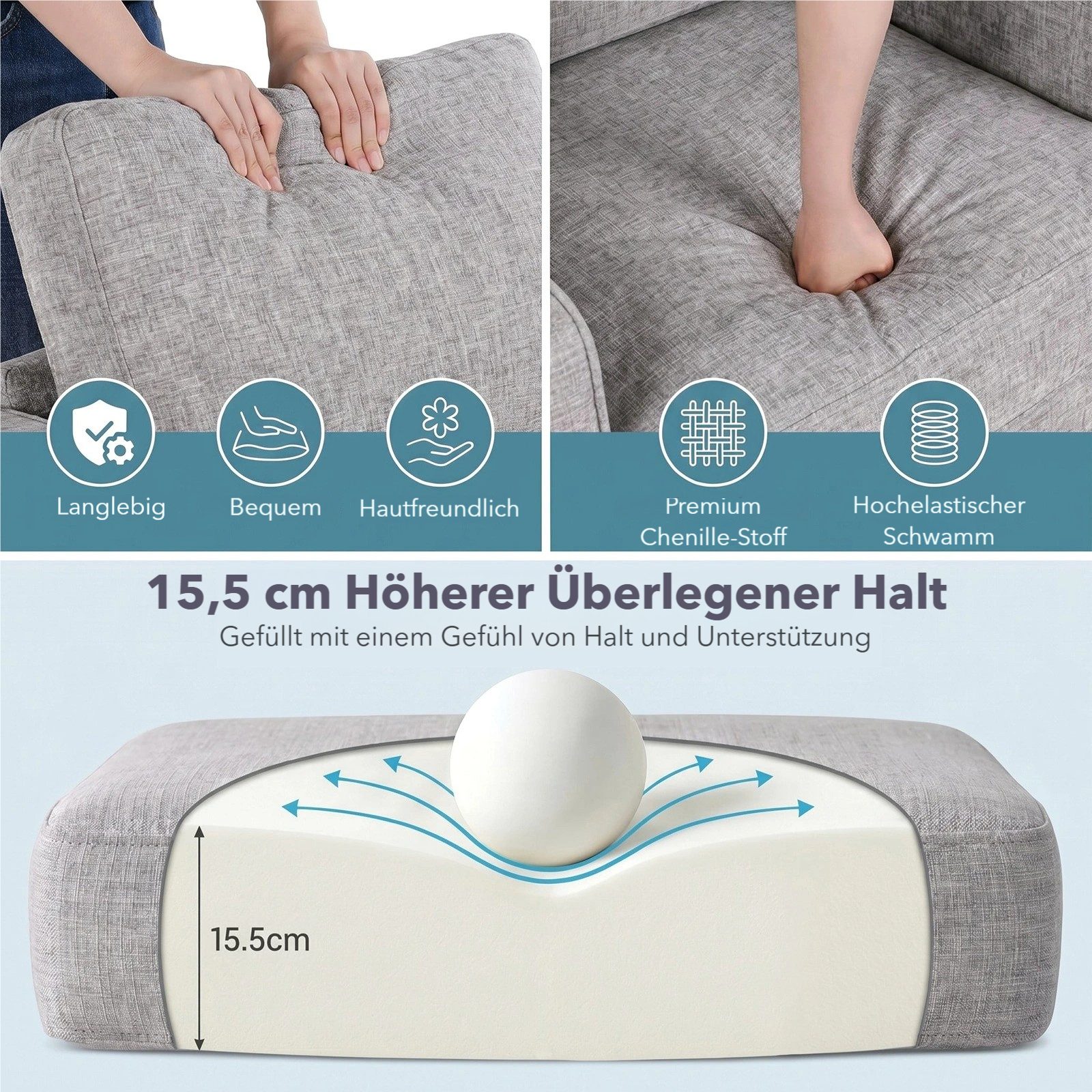 TLGREEN Loungesessel Accent Sessel mit Kissen,Polstersessel – 75×71×90 cm (Bequemes Einzelsitz-sofa),Lesesessel bequem, fur Wohnzimmer, Büro & Wohnung,Apartment – Bild 4 von 5