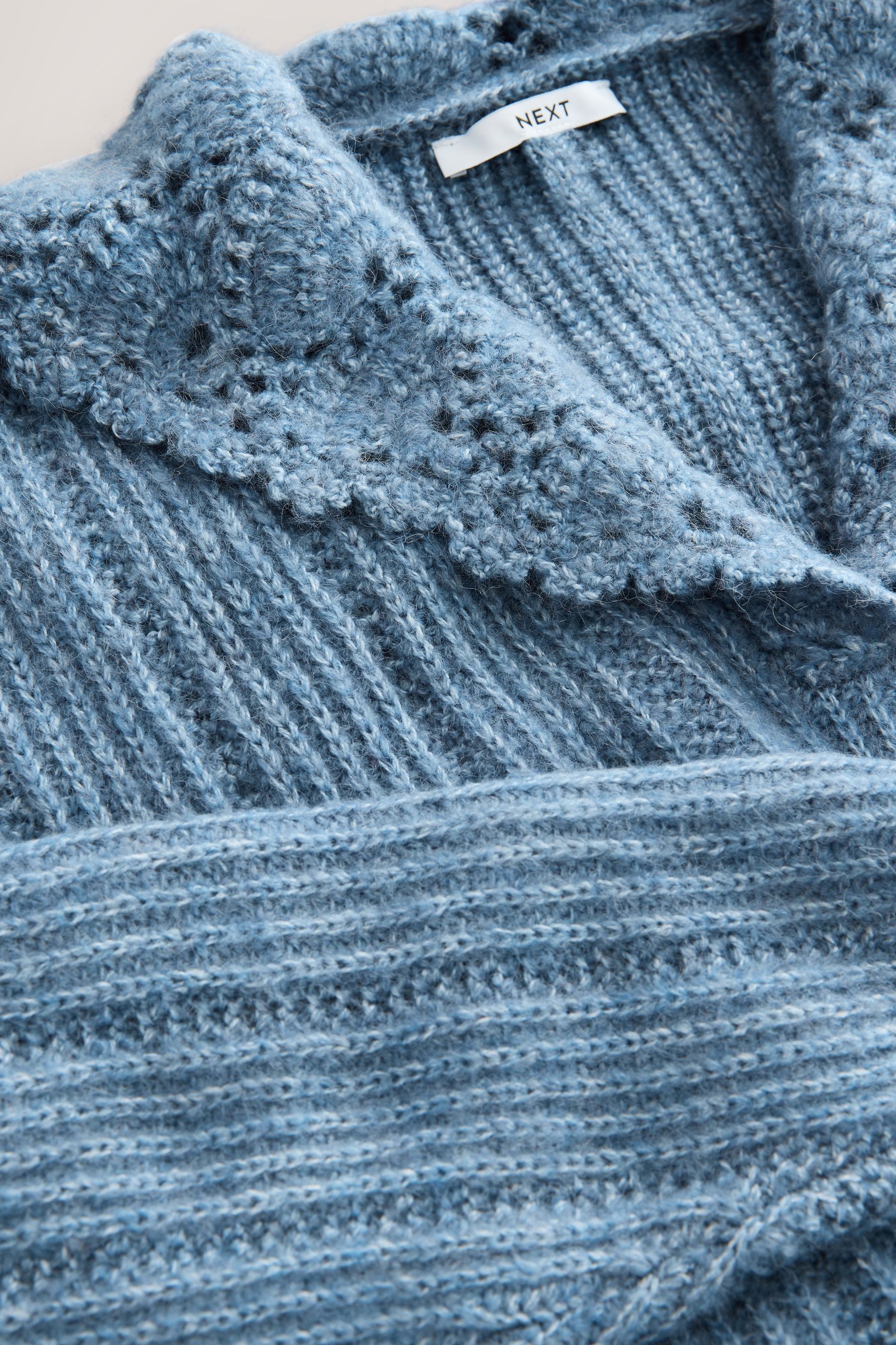Next Strickpullover Rippstrickpullover mit gehäkeltem Matrosenkragen (1-tlg)