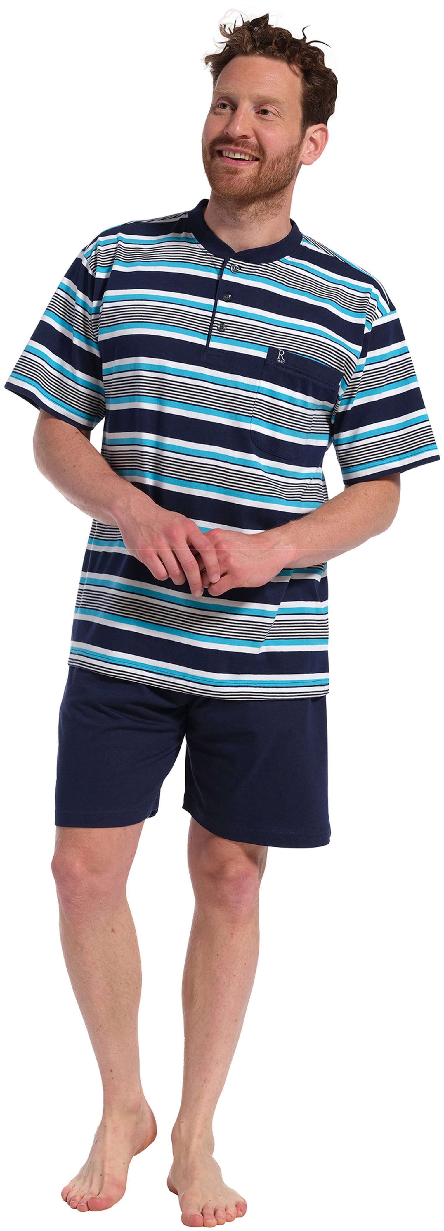 Robson Schlafanzug Herren Shorty Pyjama (2 tlg) Baumwolle
