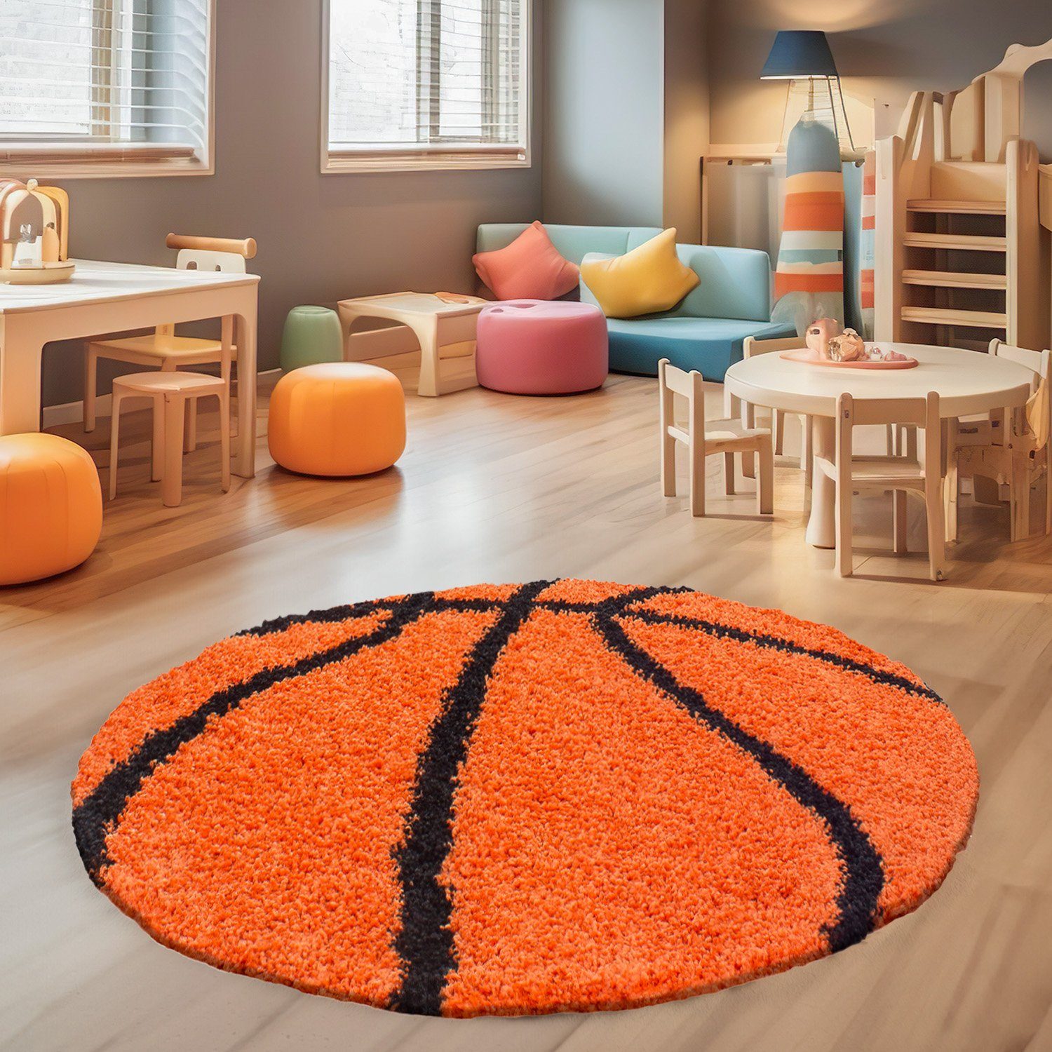SIMPEX24 Teppich Basketball Design, Rund, Höhe: günstig online kaufen