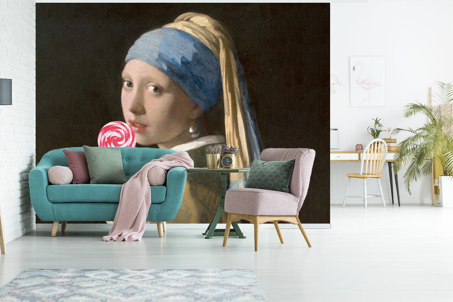 MuchoWow Fototapete Das Mädchen Matt, St), Wallpaper Vermeer - Kinderzimmer, - Vinyl Wohnzimmer, bedruckt, (6 für Süßigkeiten, Schlafzimmer, dem Tapete Perlenohrring mit