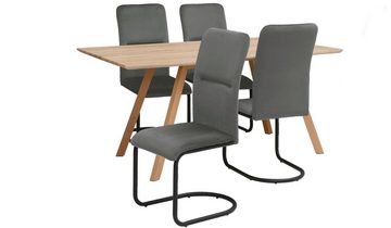 INOSIGN Essgruppe Alex/Freja, (Set, 5-tlg), bestehend aus Alex Esstisch 160 cm und 4er Set Freja Stühle, Samtstoff