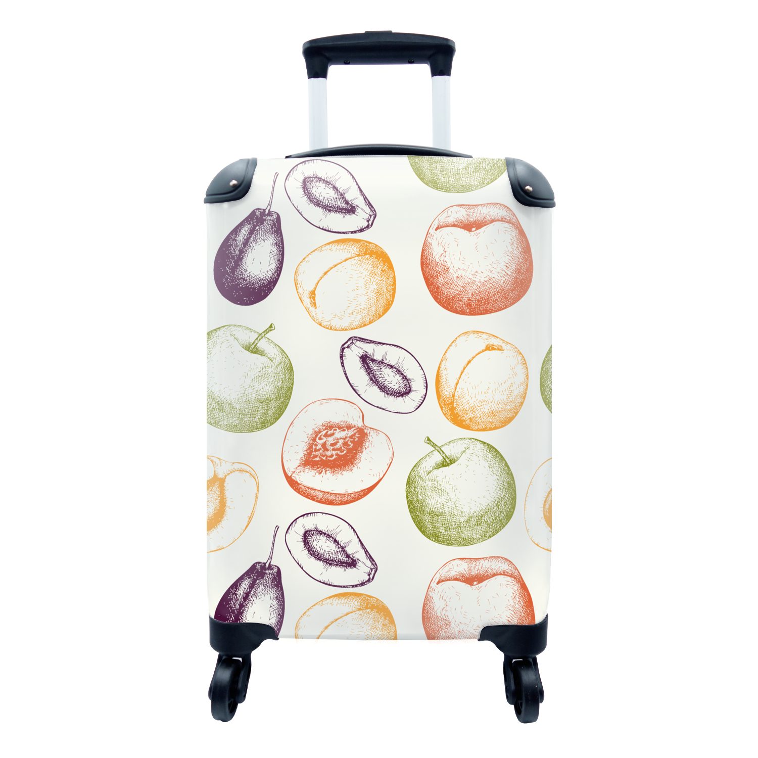 MuchoWow Handgepäckkoffer Muster - Lebensmittel - Illustration, 4 Rollen, Reisetasche mit rollen, Handgepäck für Ferien, Trolley, Reisekoffer