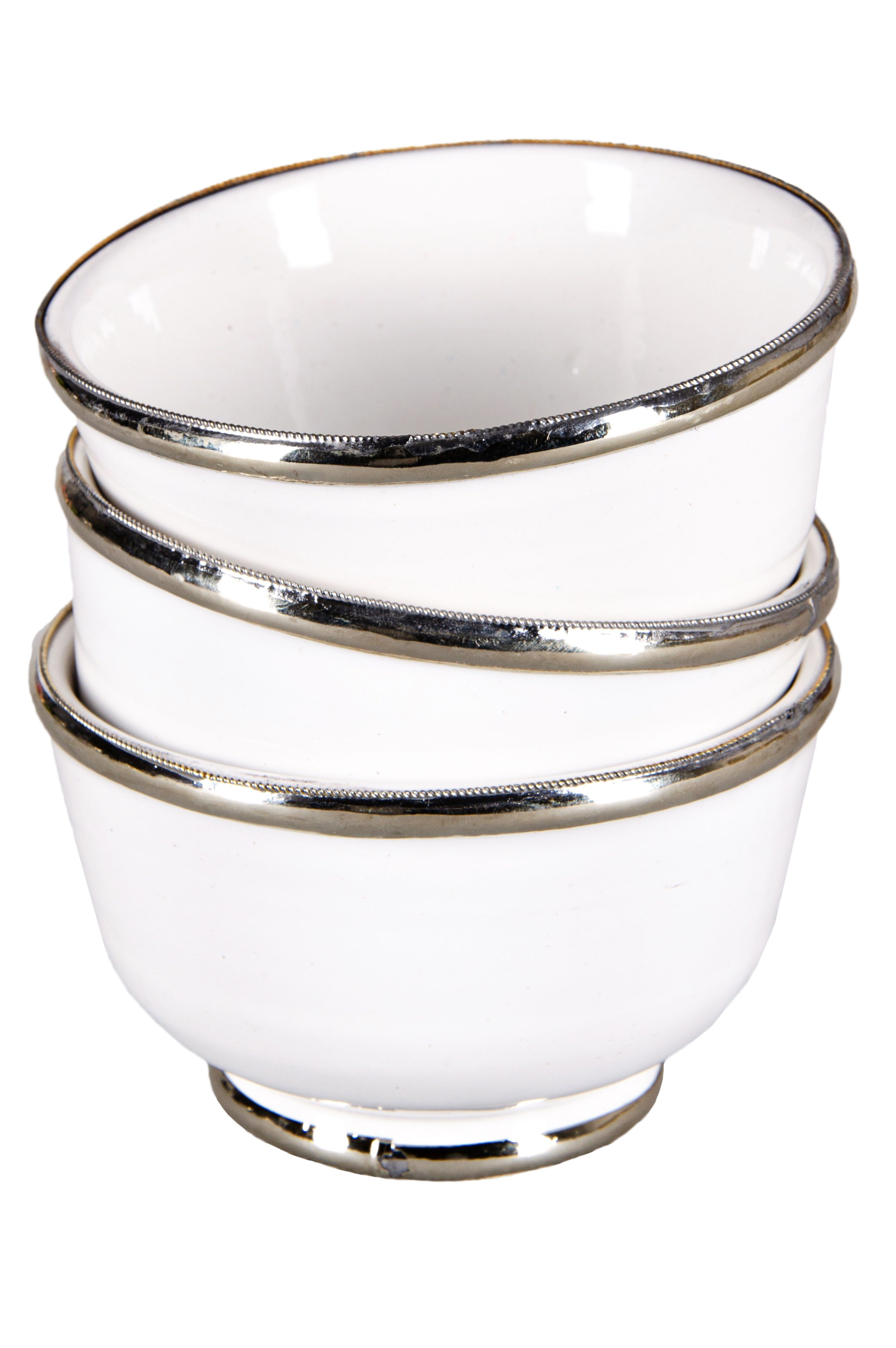 Marrakesch Orient & Mediterran Interior Dipschale 3er Set Orientalische Keramikschale Cariba aus Keramik in Weiß 11 cm, Keramik, (3er Set, 3-tlg), Handarbeit