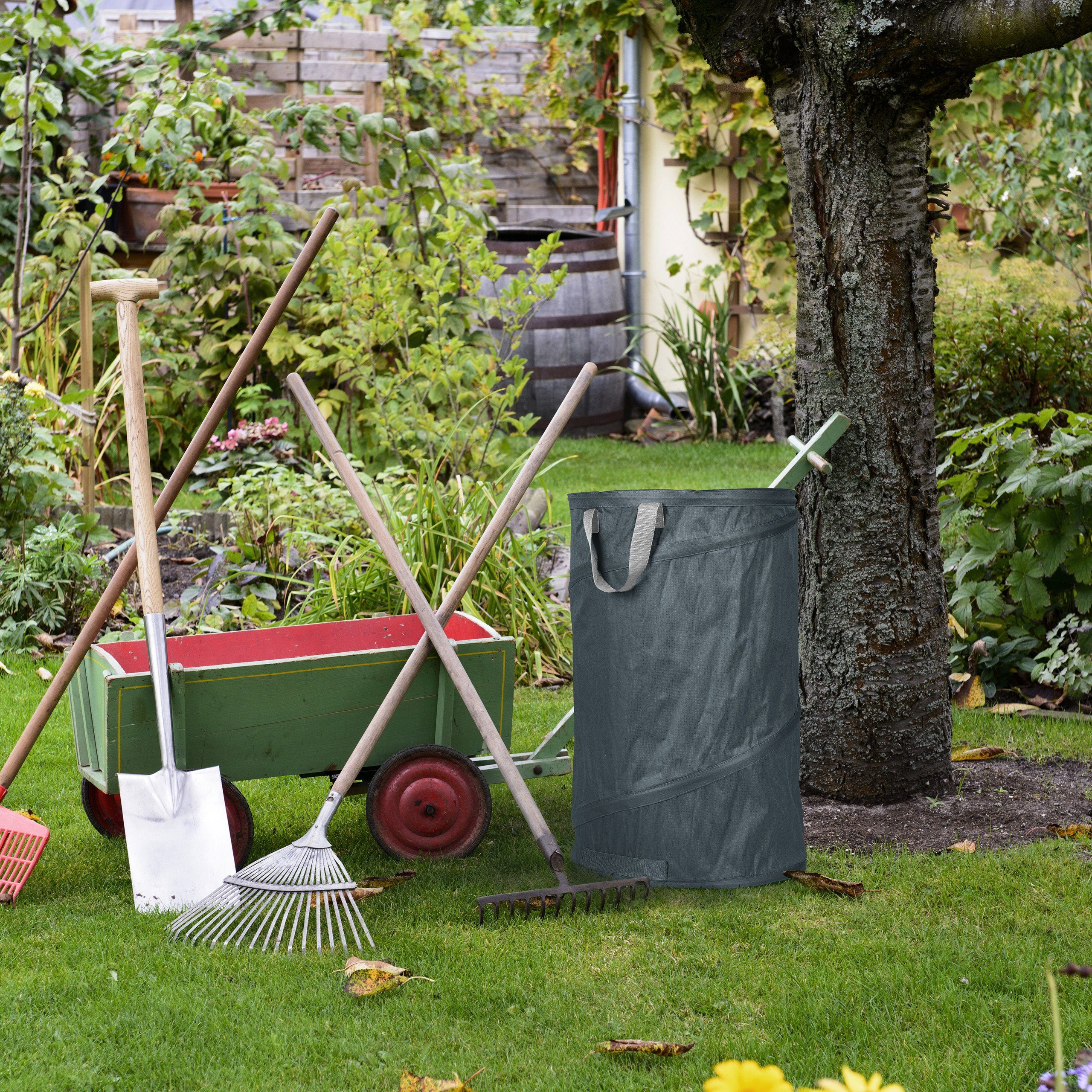 relaxdays Gartensack 2er Set Pop Up Laubsack 120 L grau