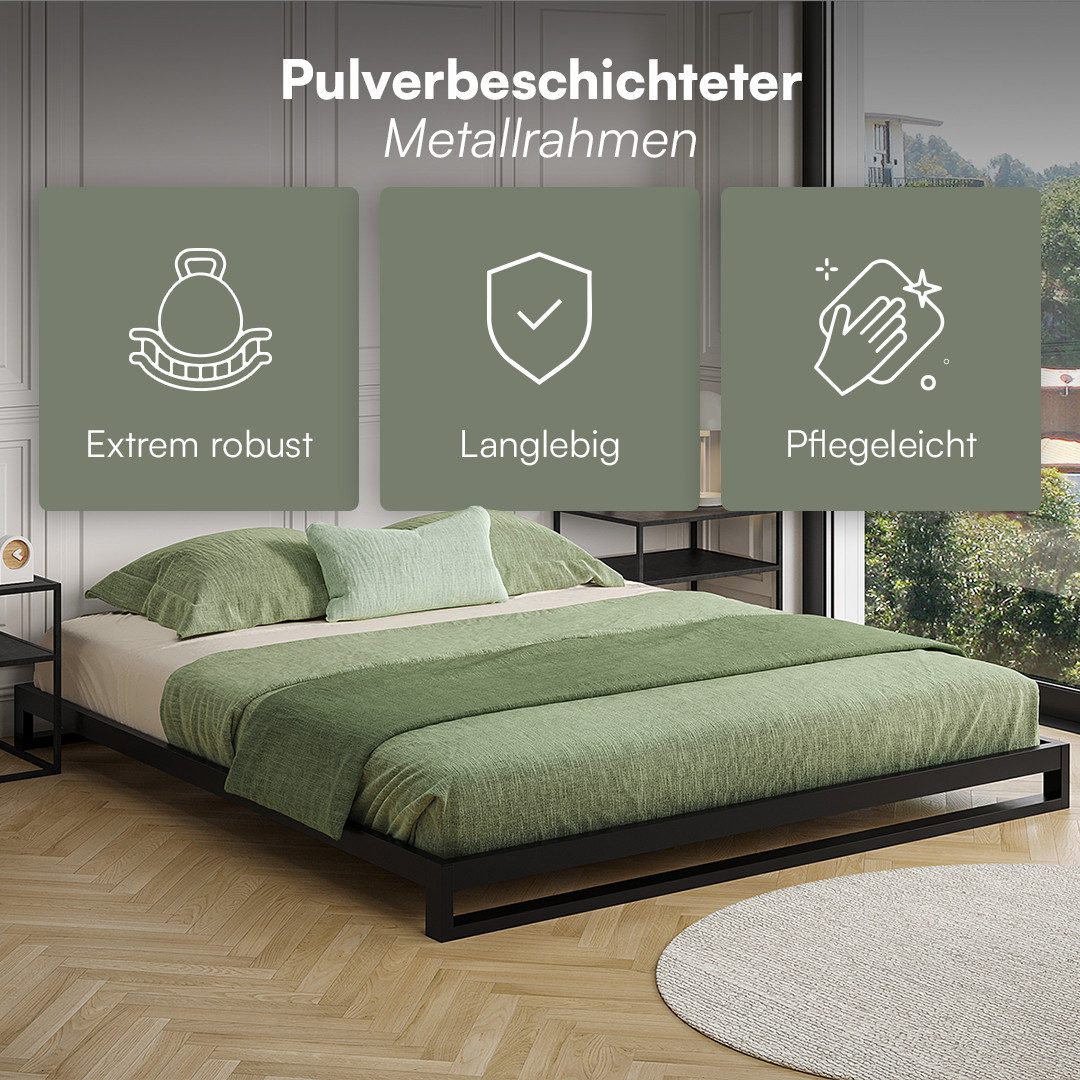 skølm Bettgestell Vidar inkl. Lattenrost, Metallbett 180x200, auch verfügbar in 120/140/160 x 200