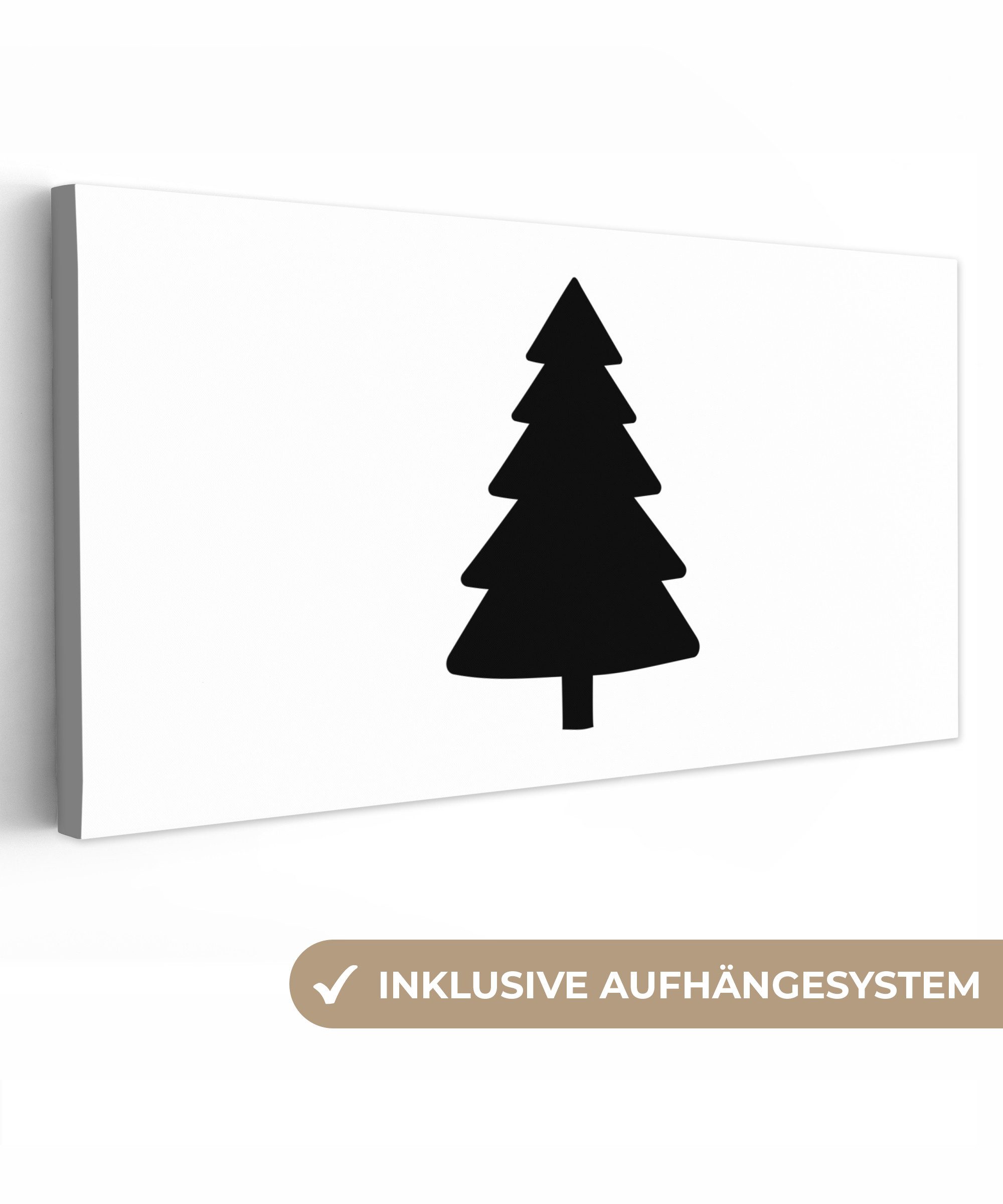OneMillionCanvasses® Leinwandbild Panorama Weihnachtsbaum - Schwarz - Weihnachten - Party, Fotodruck (1 St), Wandbild, Deko Schlafzimmer Wohnzimmer Flur 40x20 cm