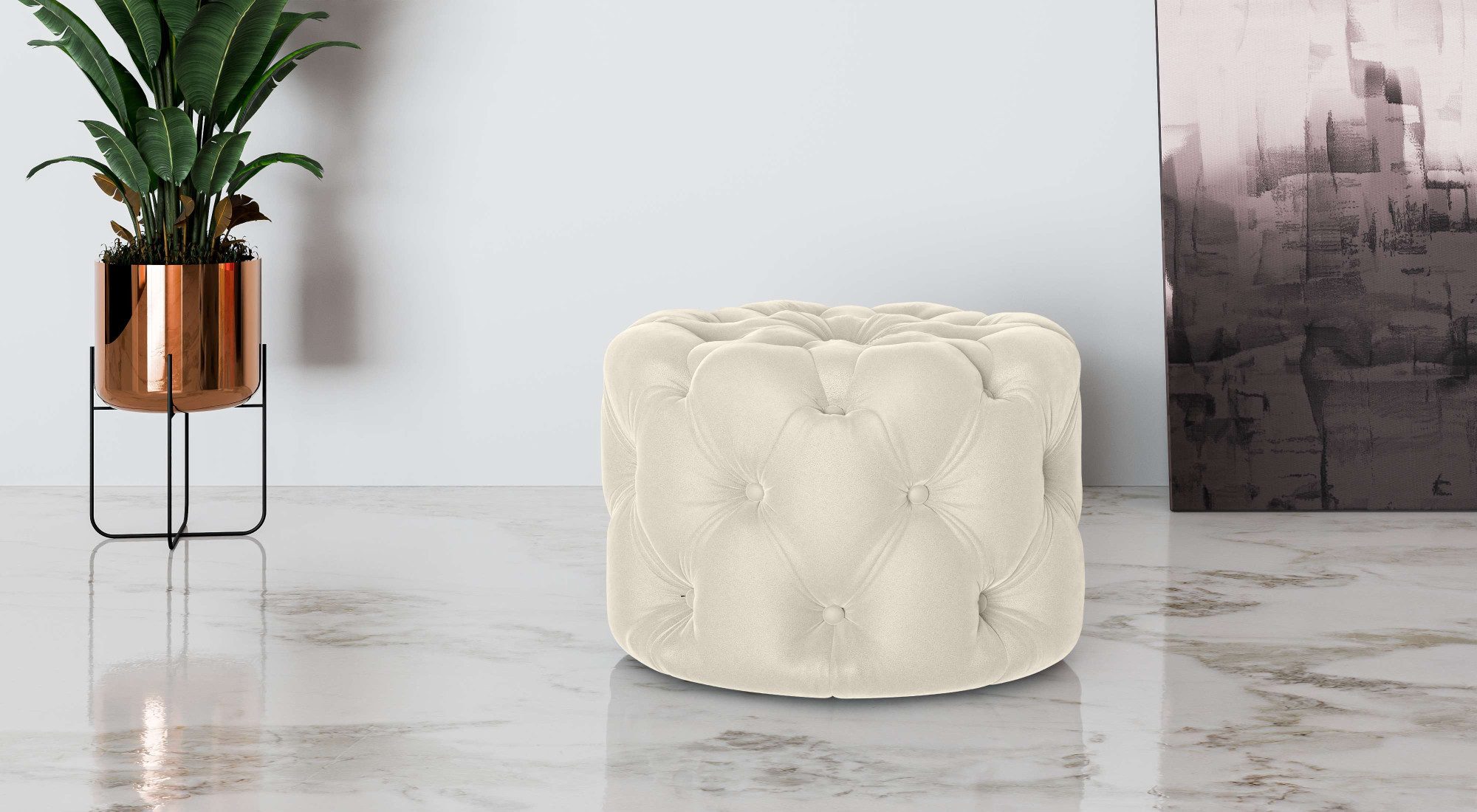 PLACES OF STYLE Hocker "FOLLINA" Polsterhocker mit klassischer Chesterfield günstig online kaufen