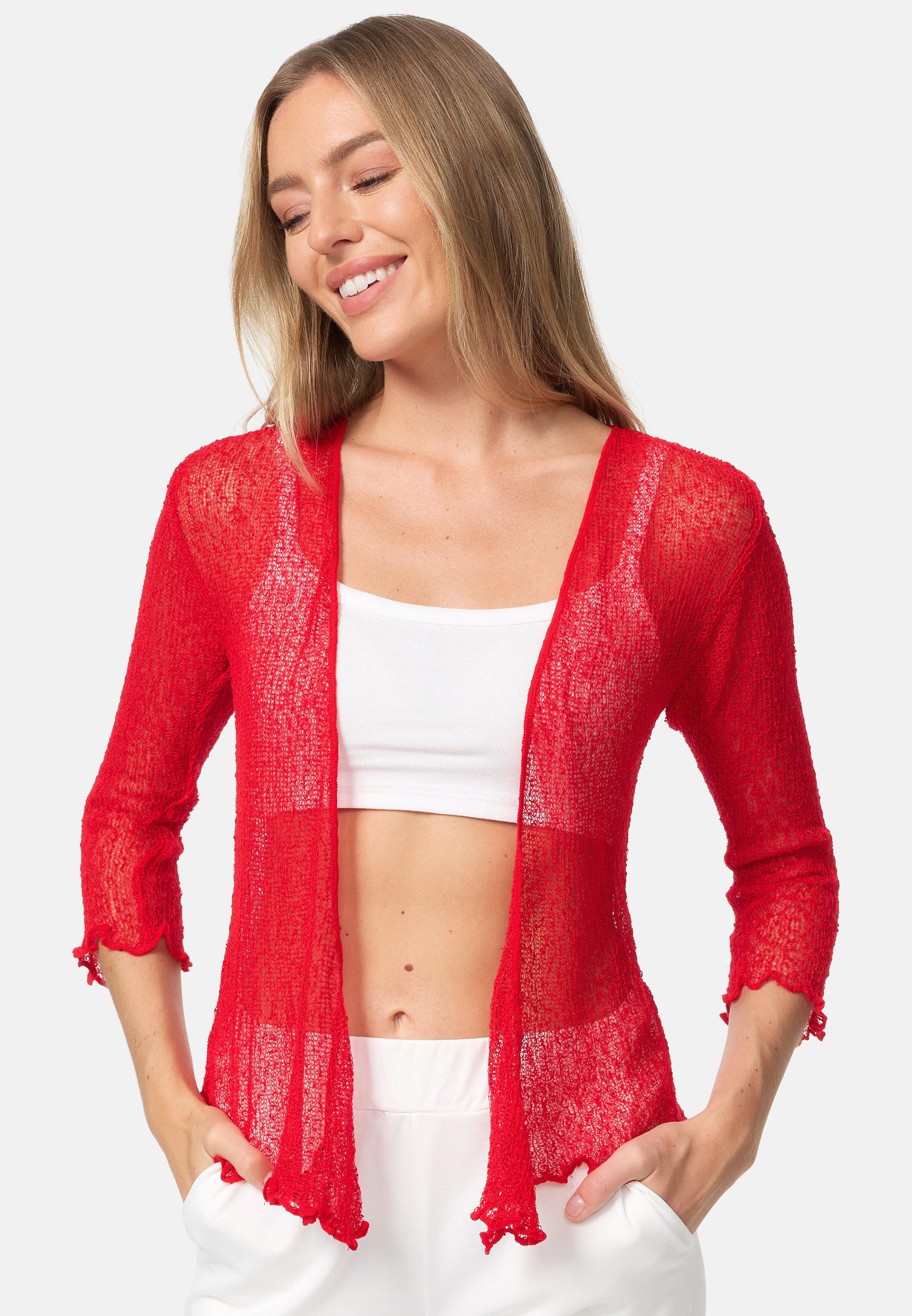 ikat Bolero IKA01 (Sommerlicher angenehm leichter Damen Bolero mit 3/4 Arm)