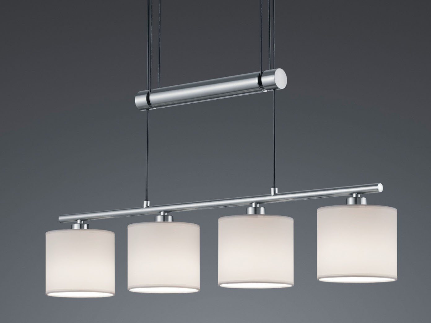 TRIO Leuchten LED Pendelleuchte, Dimmfunktion, LED wechselbar, Warmweiß, Zugpendelleuchten höhenverstellbar, Stoff-lampe hängend, Breite 77cm