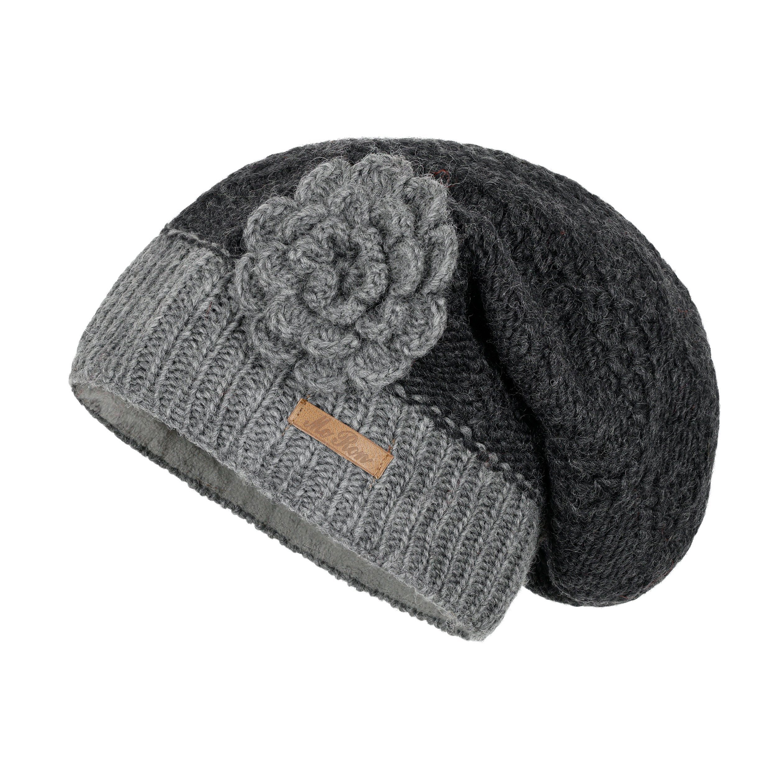 McRon Beanie Wollmütze Modell Luna gefüttert mit Fleece, hoher Schurwollanteil