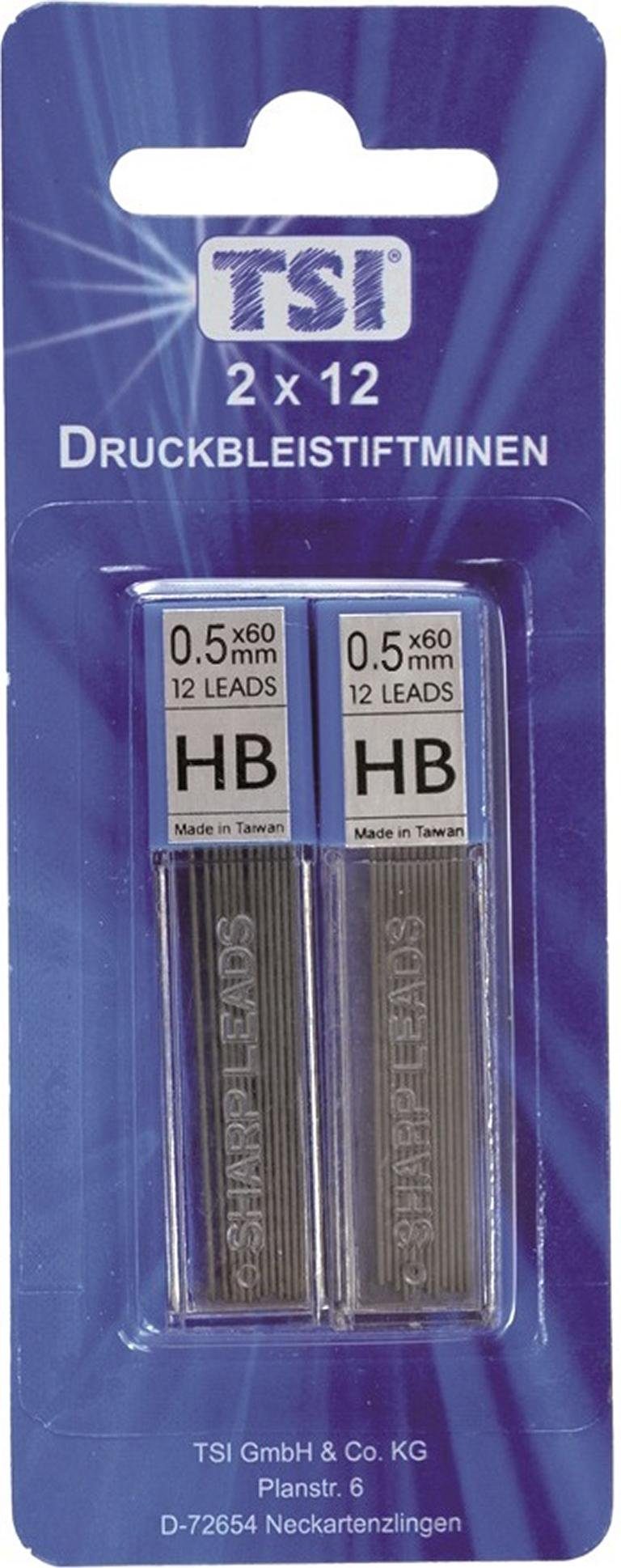 TSI Schreibwaren Ersatzmine 24 Bleistiftminen HB / 0,5mm x 60mm