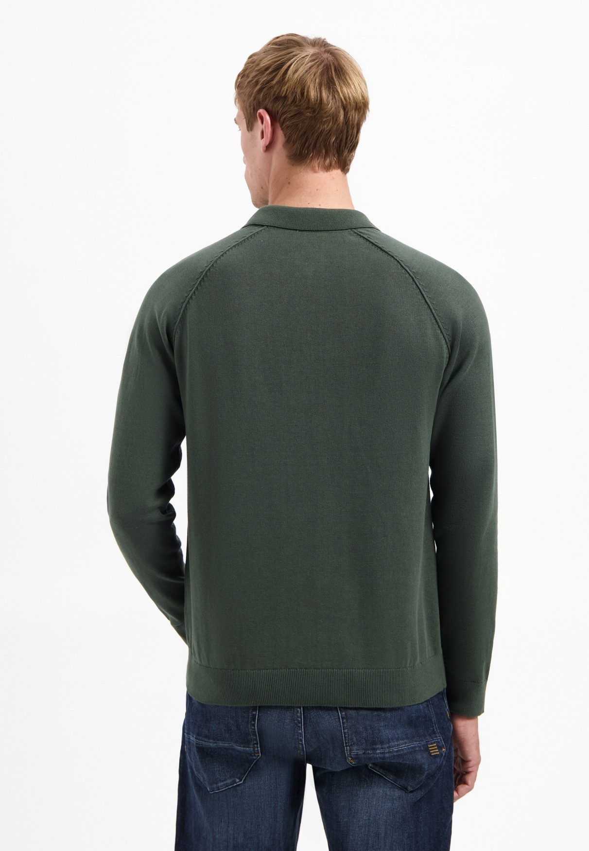NO EXCESS Stehkragenpullover No Excess Half-Zip-Polo-Pullover Pullover Polo Half Zip Solid
