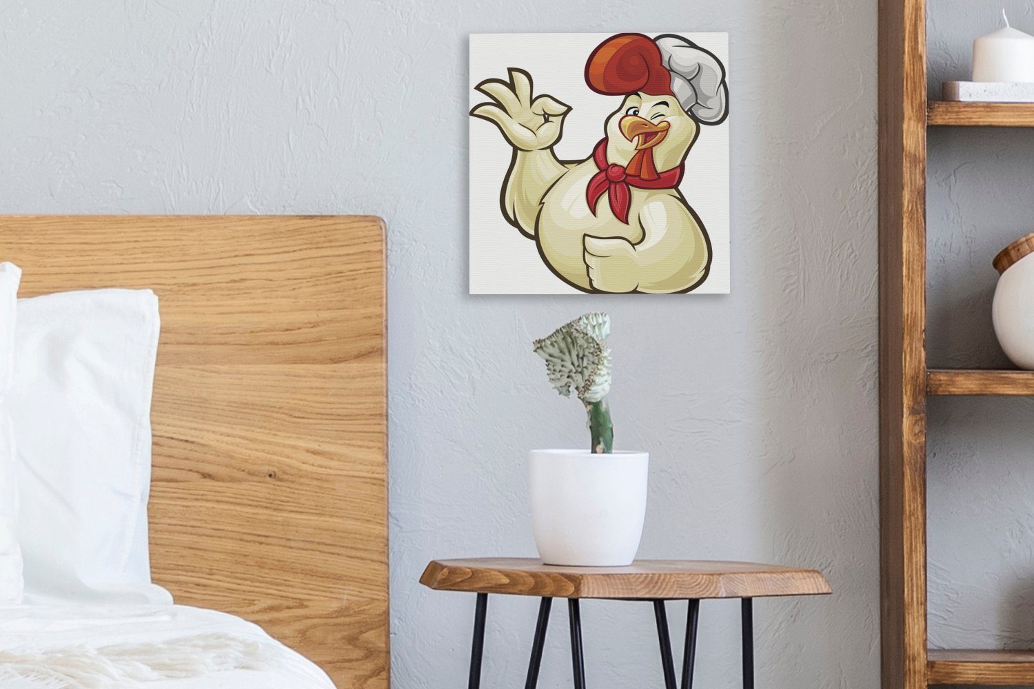 Leinwandbild das ein Illustration Bilder eines Eine für St), Schlafzimmer (1 Wohnzimmer Koch Leinwand OneMillionCanvasses® Huhns, ist,