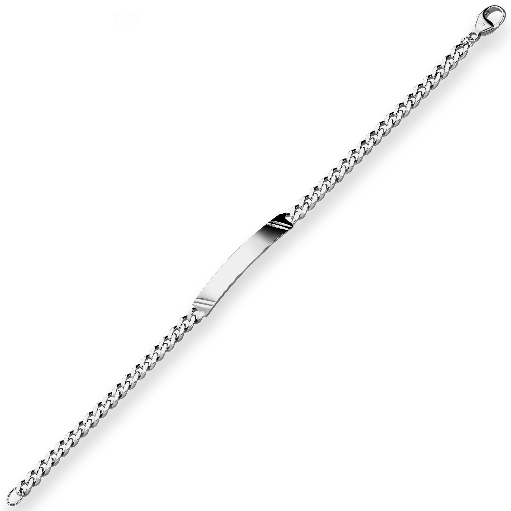 Schmuck Krone Panzerarmband 4,6mm Id-Armband Panzerkette Schildband 925 Silber rhodiniert, Silber 925