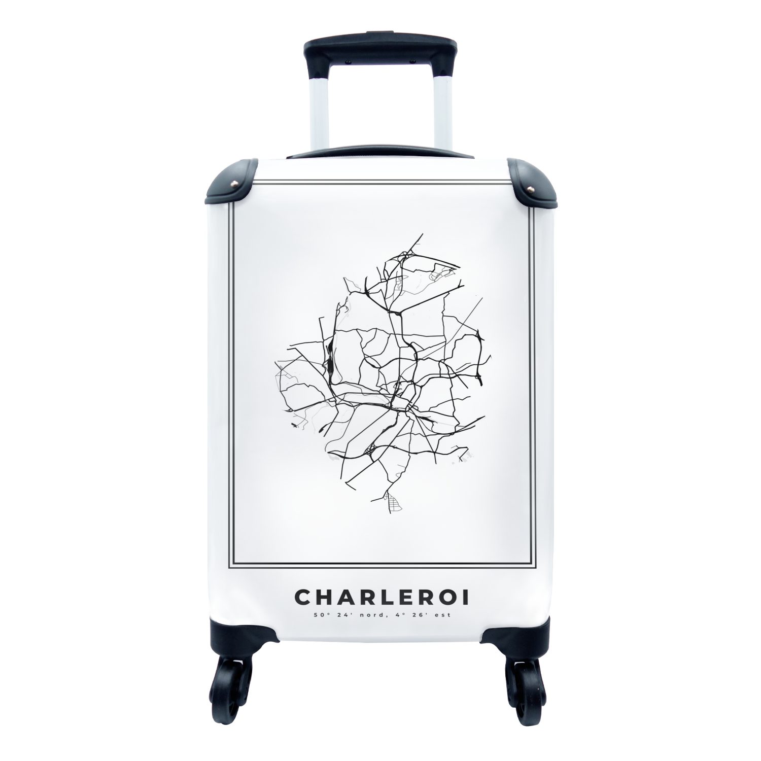 Karte MuchoWow rollen, Belgien, Handgepäck Ferien, und - mit Charleroi - Handgepäckkoffer - 4 Stadtplan Rollen, Reisetasche Trolley, für - Reisekoffer Schwarz weiß