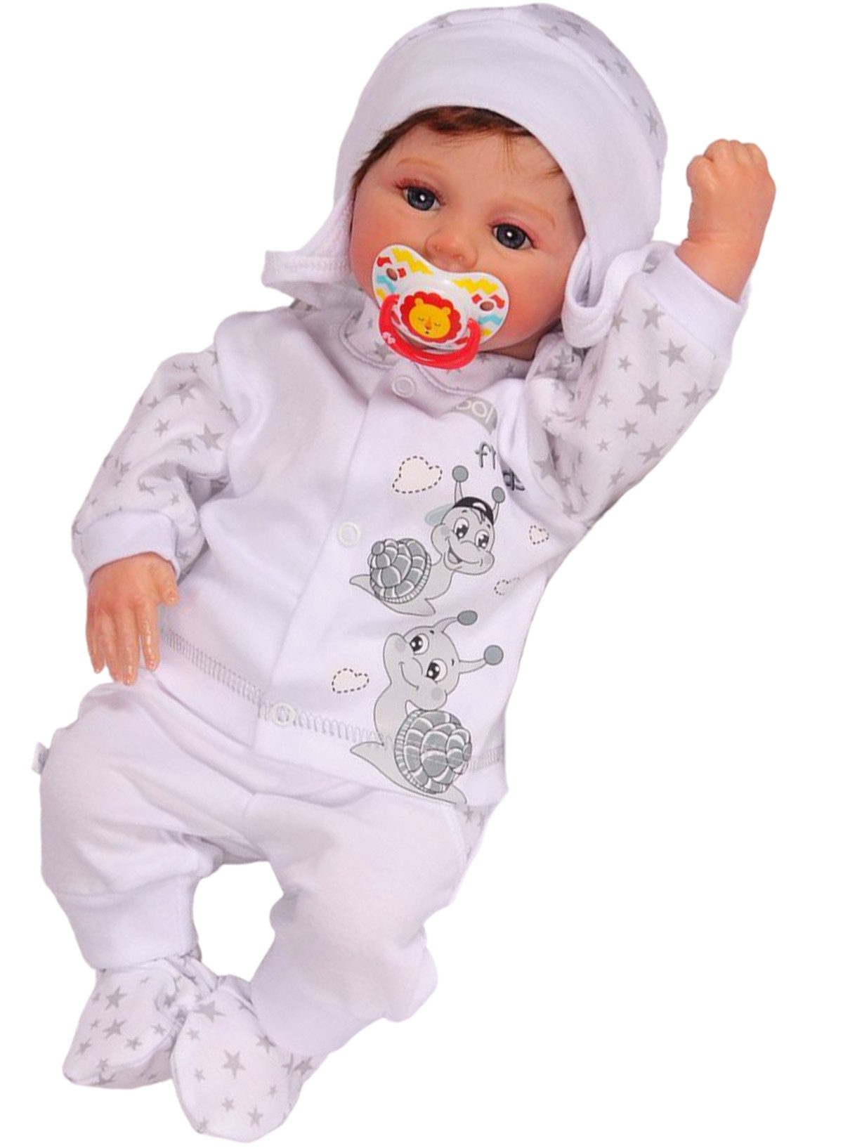 Langarmshirt & Hose Baby Anzug 3Tlg Hose Mütze Hemdchen