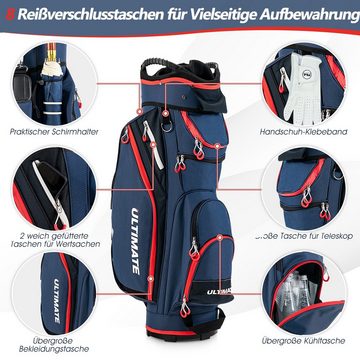 COSTWAY Golftrolley + Golfbag, 1-tlg., mit 8 Taschen & Getränkekühltasche