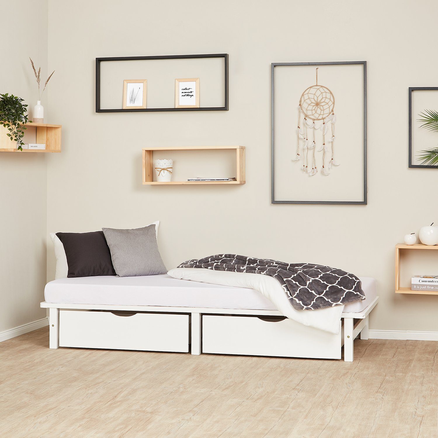 Homestyle4u Holzbett Palettenbett Holz Kiefer Futonbett günstig online kaufen
