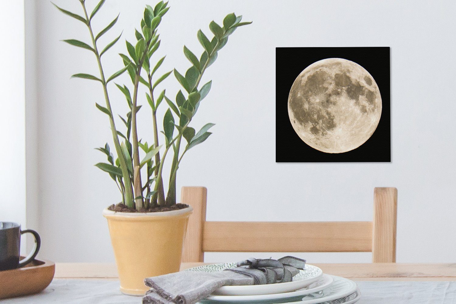 (1 Mond - Leinwand St), Wohnzimmer Bilder für Schlafzimmer Leinwandbild Schwarz, OneMillionCanvasses® - Weltraum