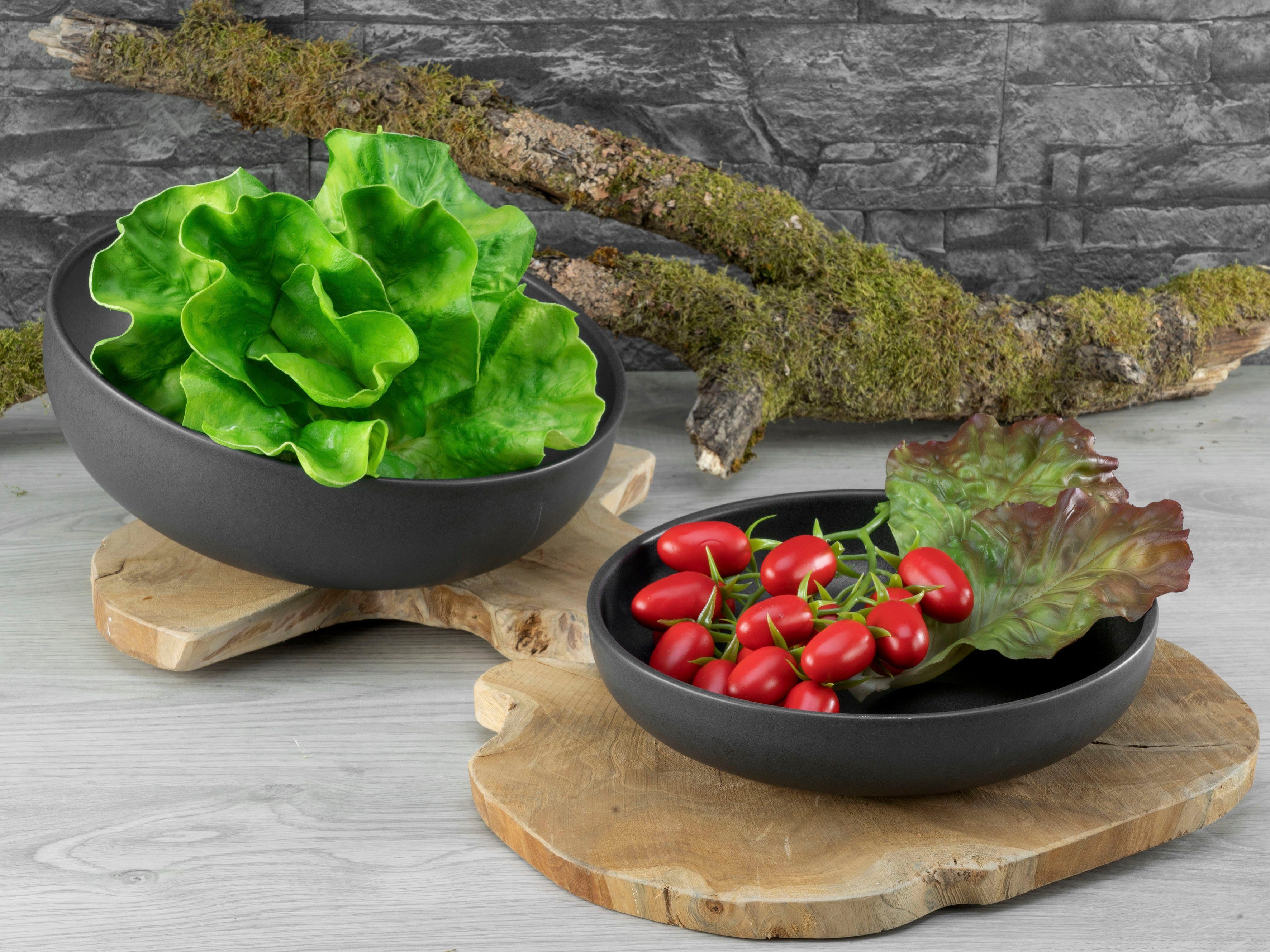 CreaTable Salatschüssel Uno, Steinzeug, (Set, 2-tlg), Vintage-Look, Ø 26 cm, Made in Europe