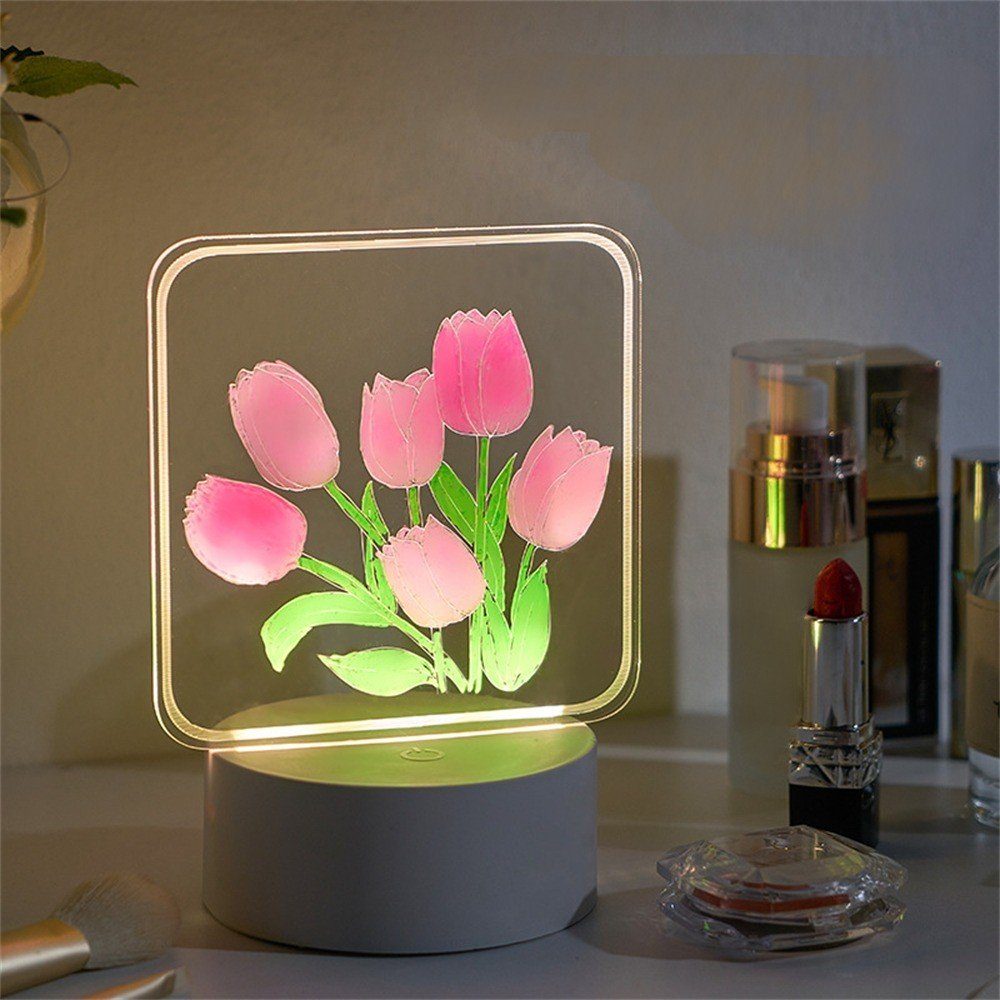 Tulpe dimmbar USB Schlafzimmer DIY Rouemi Nachtlicht Touch Nachttischlampe, Nachtlicht,