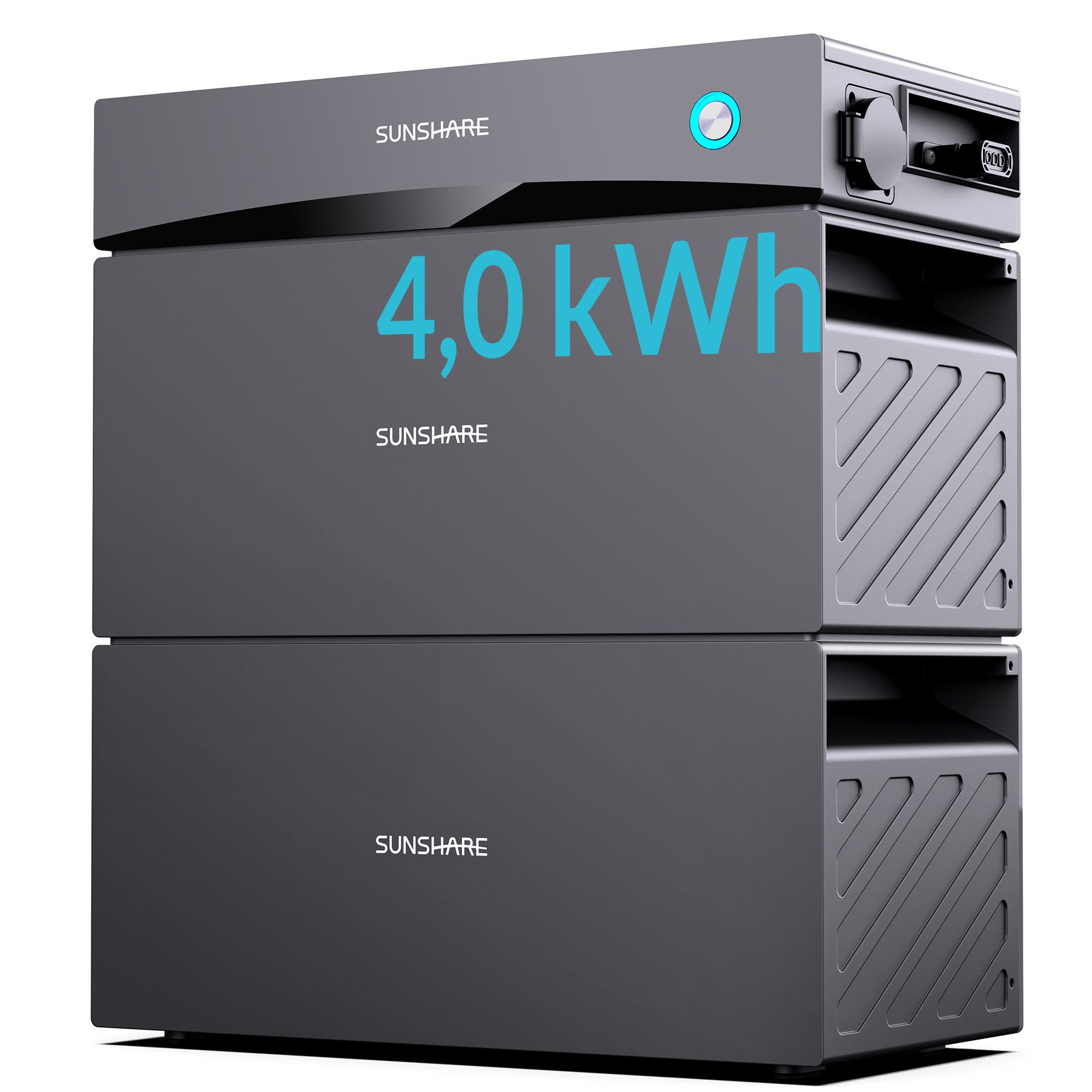 Sunshare Glory All-in-One Strompeicher, 2 – 4 kWh, erweiterbar bis 10 kWh Stromspeicher SUNSHARE Glory Stromspeicher 53000 mAh (230 V), Modularer 2–10 kWh Speicher mit Hybrid‑WR, IP65 und Semi‑Solid LFP