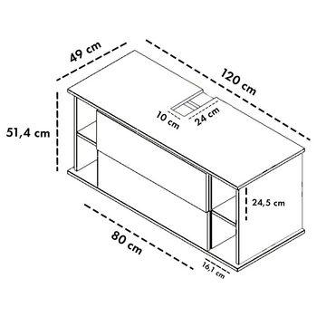 GARLIVO Waschbeckenunterschrank GLA-120 mit Schubladen, Badezimmer Waschtischunterschrank, Beton Breite 120 cm, Soft-Close, Push-to-Open/ Tip-On, Hängend