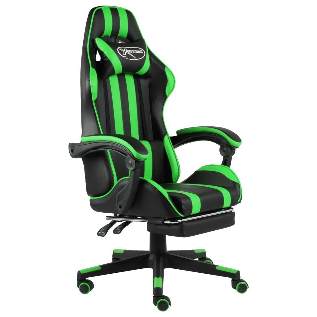 furnicato Bürostuhl Gaming-Stuhl mit Fußstütze Schwarz und Grün Kunstleder (1 St)