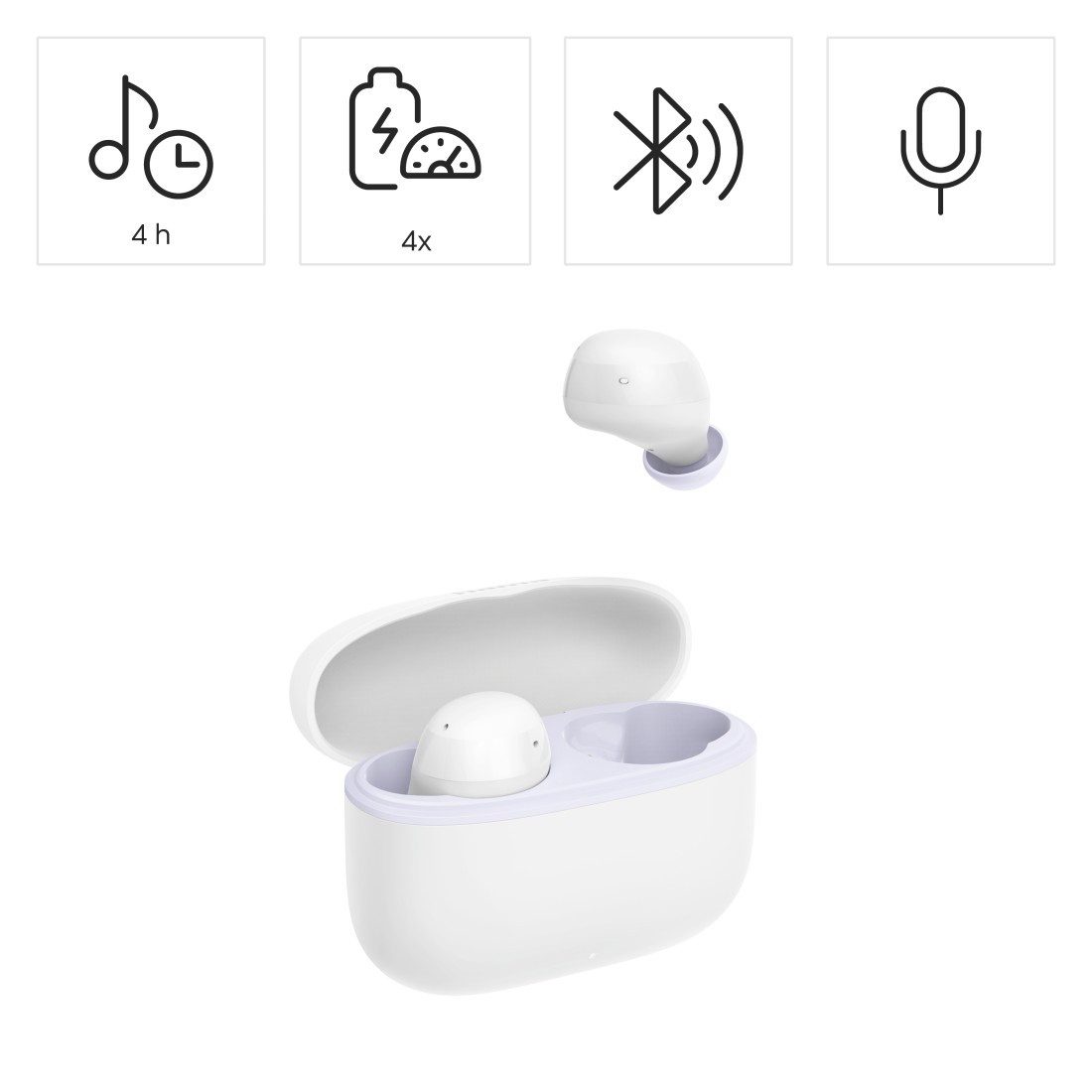 Hama True Wireless Kopfhörer In Ear, Ladecase, bis 20h Akku, Bass Boost wireless In-Ear-Kopfhörer (Sprachsteuerung, True Wireless, kompatibel mit Siri, Google Assistant, Siri, A2DP Bluetooth, SPP, HFP, AVRCP Bluetooth)