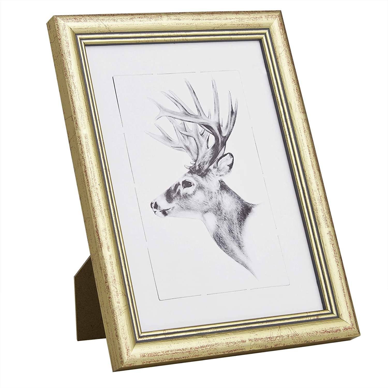 Woltu Bilderrahmen BRU9894gd, Fotogalerie, Holz Rahmen, Glasscheibe, Artos günstig online kaufen