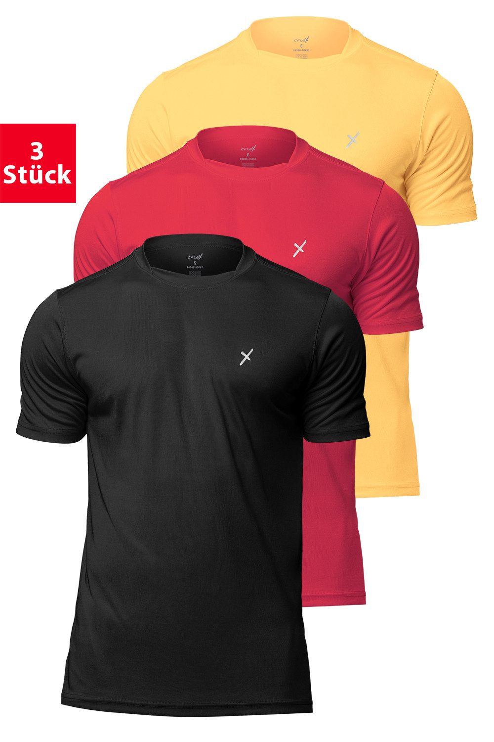 CFLEX Trainingsshirt Herren Sport Shirt 3er Pack - Fitness T-Shirt Sportswear Collection