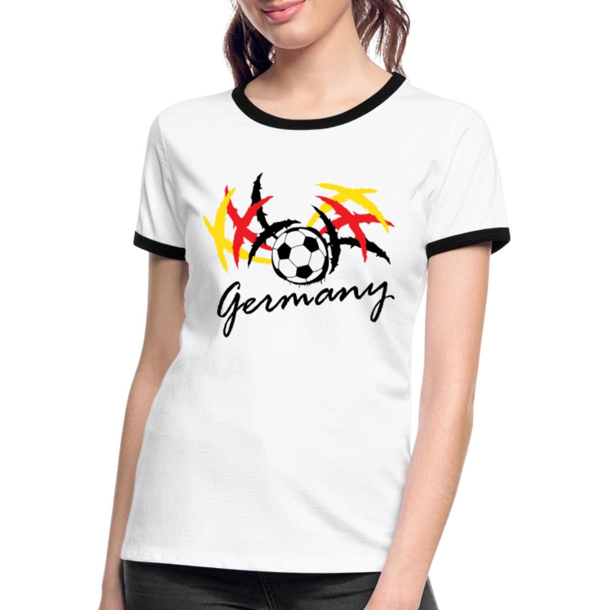 Spreadshirt T-Shirt Germany Fußball Fanlook Trikot Frauen Kontrast T-Shirt (1-tlg)