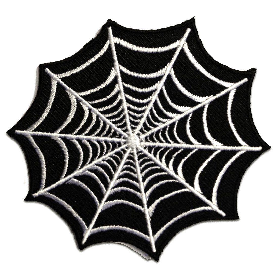 Patches Aufbügeln 8,5 x 8,5 cm Aufnäher / Bügelbild Spinnennetz schwarz 