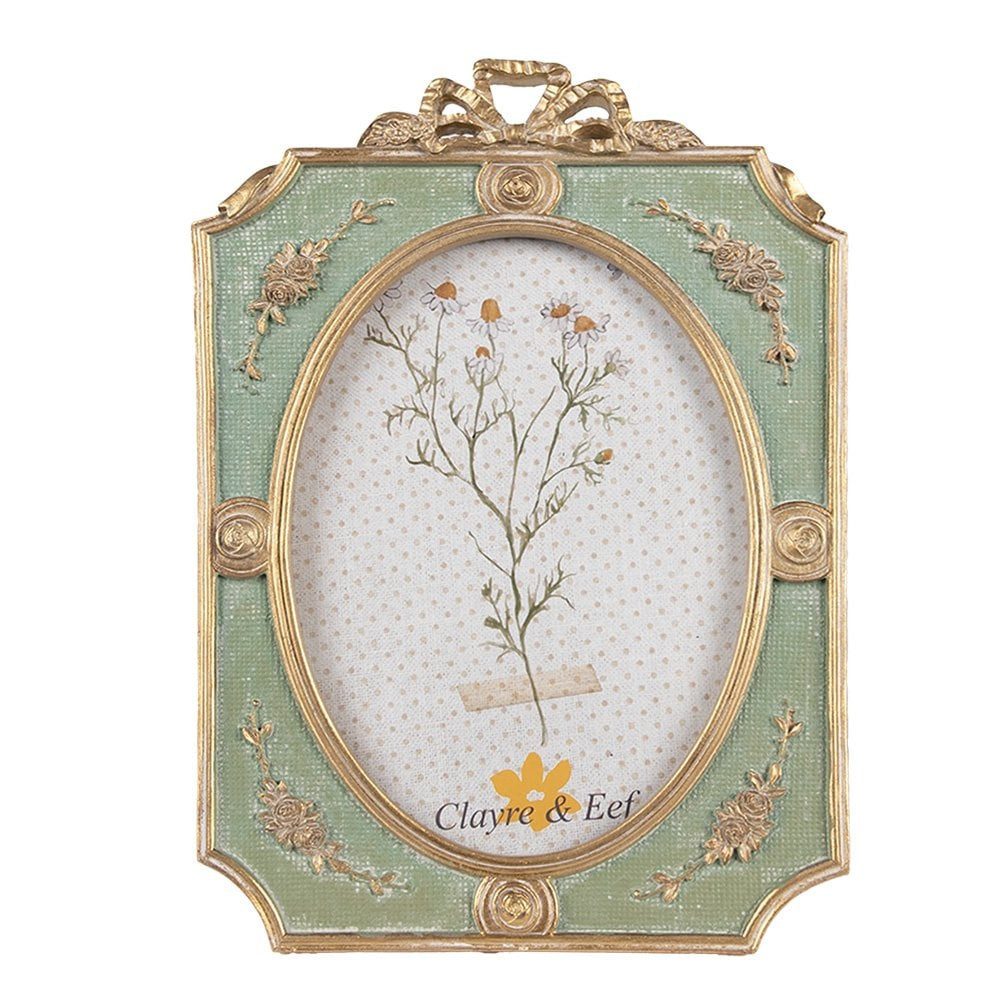 Clayre & Eef Bilderrahmen Prunkvoller Bilderrahmen grün-gold mit Rosen & Sc günstig online kaufen