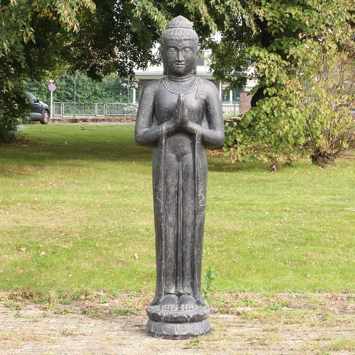 Oriental Galerie Dekofigur XXL Lebensgroße Buddha Garten Steinfigur Greetings 190 cm (1 St), traditionelle Herstellung in Handarbeit im Ursprungsland