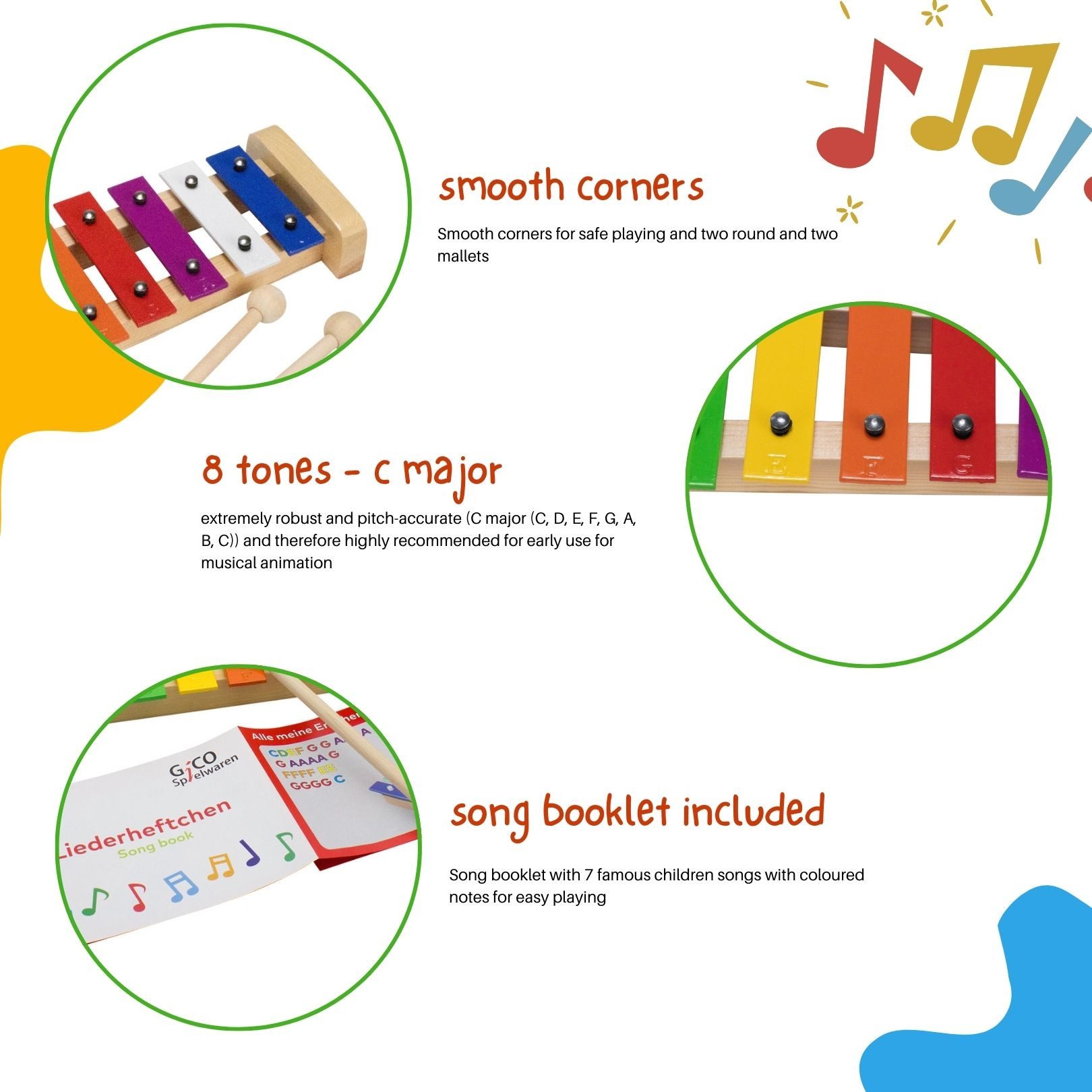 GICO Spielzeug-Musikinstrument GICO Kinder-Xylophon – Holz, 8 Töne & Lieder günstig online kaufen