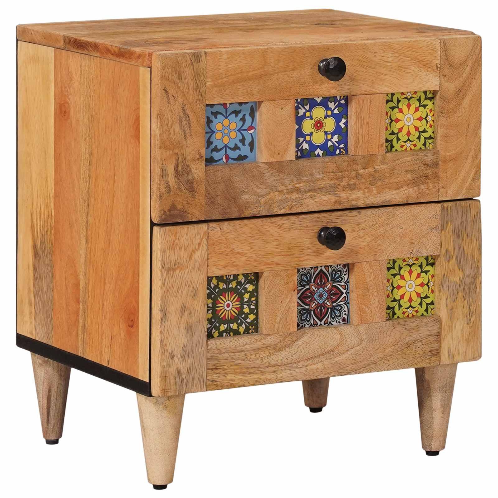 vidaXL Nachttisch Nachttisch Natur 40 x 33 x 46 cm Massivholz (1-St)