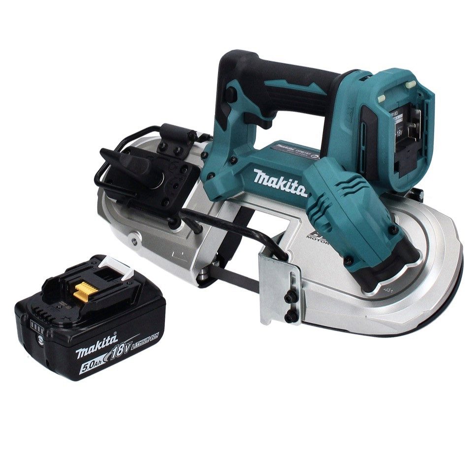 Makita Akku-Bandsäge DPB 183 T1 Akku Bandsäge 18 V 66 mm Brushless + 1x Akku 5,0 Ah