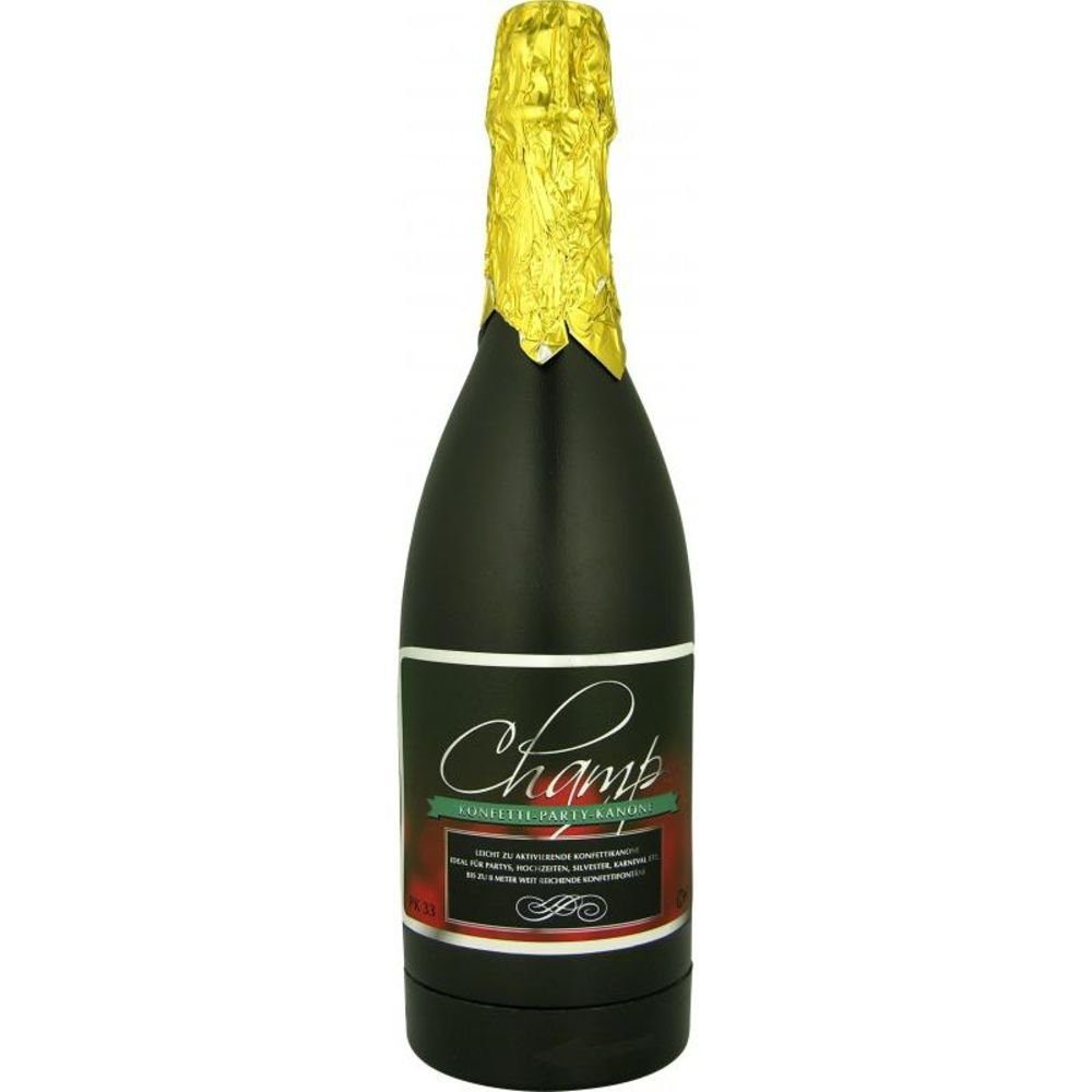 H+H Konfetti PKS 30 Konfettikanone Flasche, Champagner-Shooter, Konfetti, Geburtstag, Party und Events Dekoration, bunte glitzernde Herzen Sterne und Blumen, schwarz