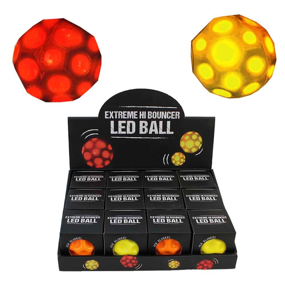 BEMIRO Flummi 12 Stück High Bounce Ball "Extrem" mit LED Licht - ca. 6,5 cm (12-St)