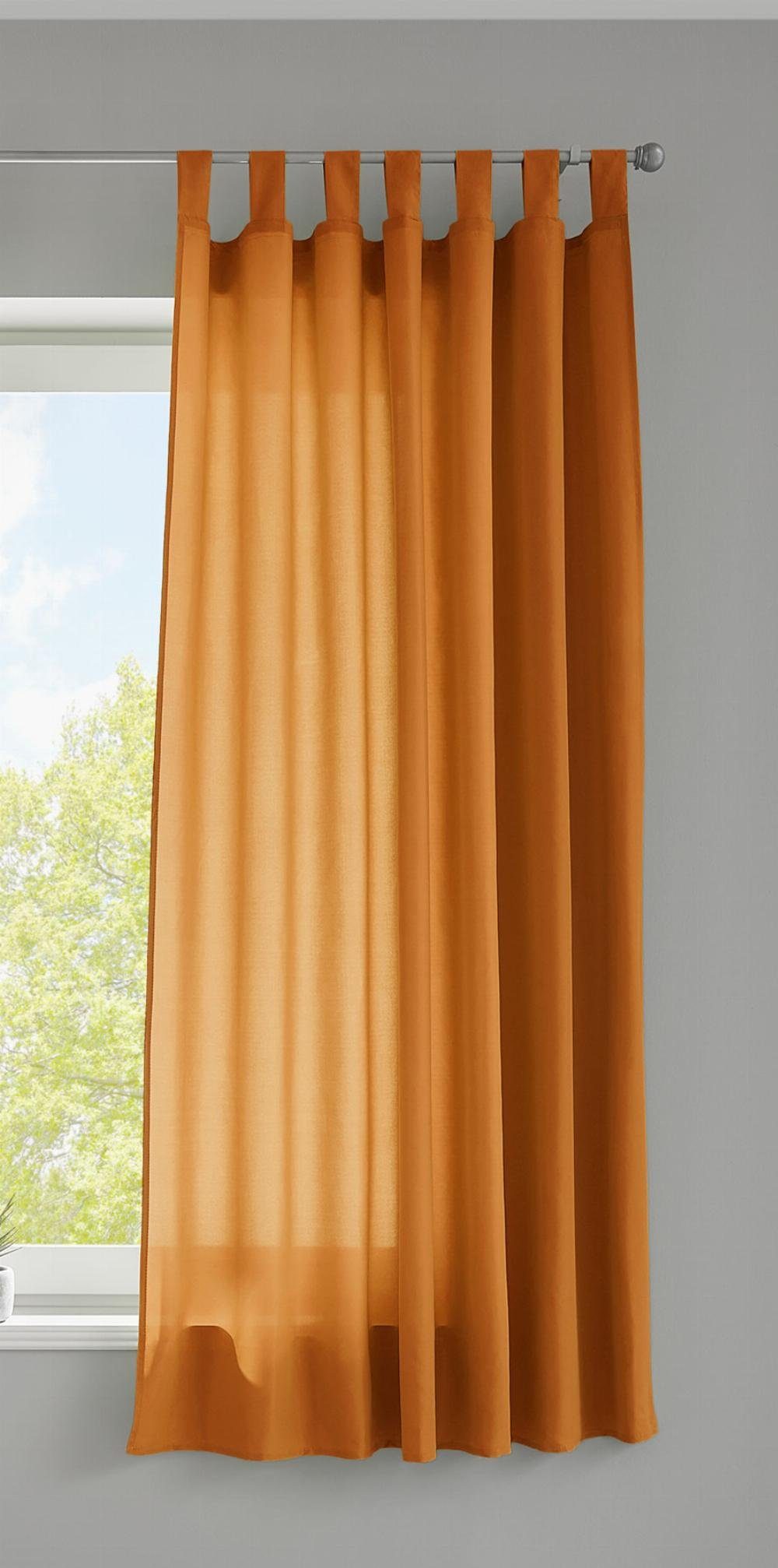 Vorhang, Gardinenbox, Schlaufe (1 St), blickdicht, Microfaser, 1er Set Schal »Berlin« Blickdicht Lichtdurchlässig Microsatin Uni Kräuselband 20400N Orange