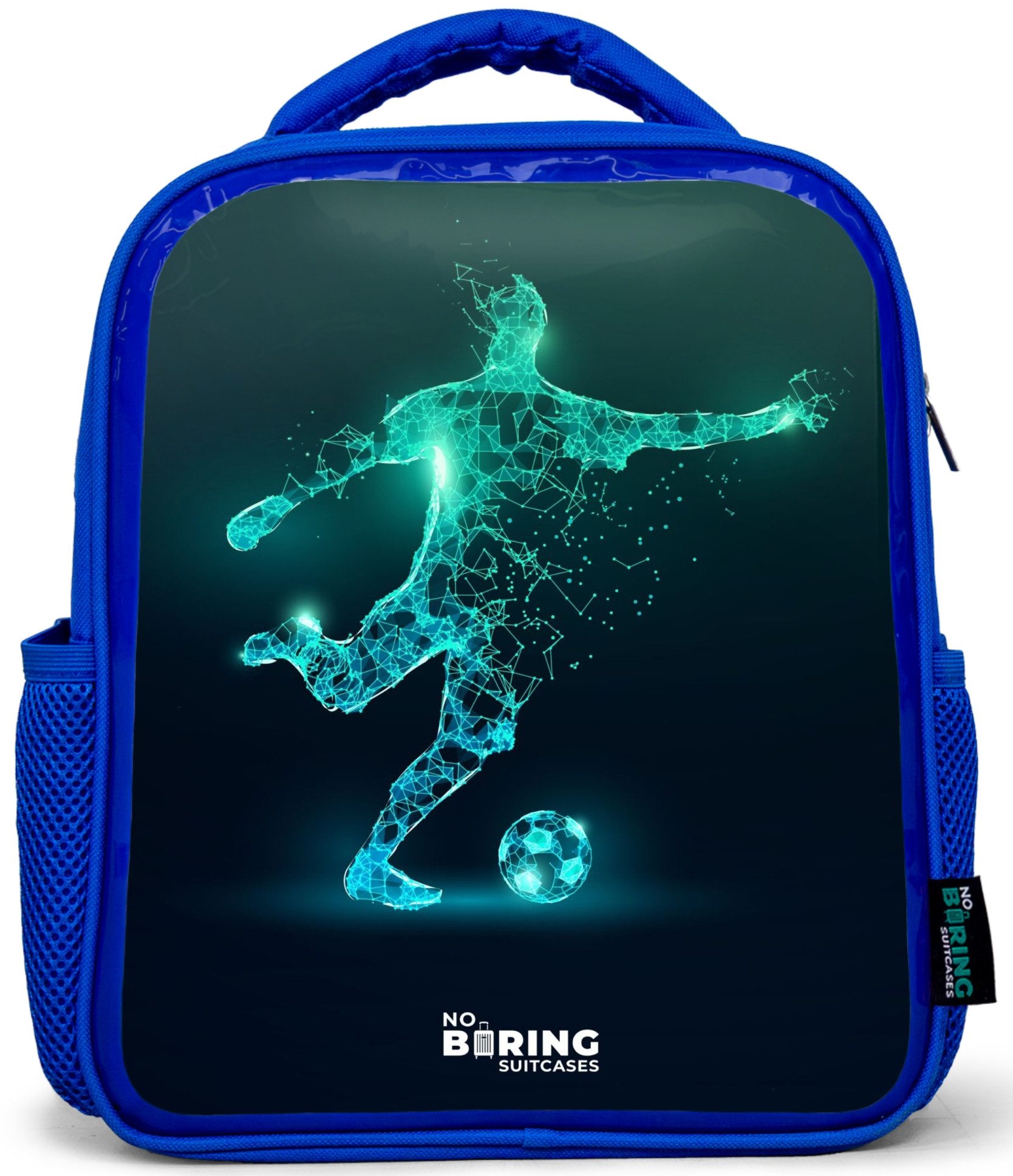 Rucksack Blau - Fußballer kickt mit Gewalt in digitaler Form